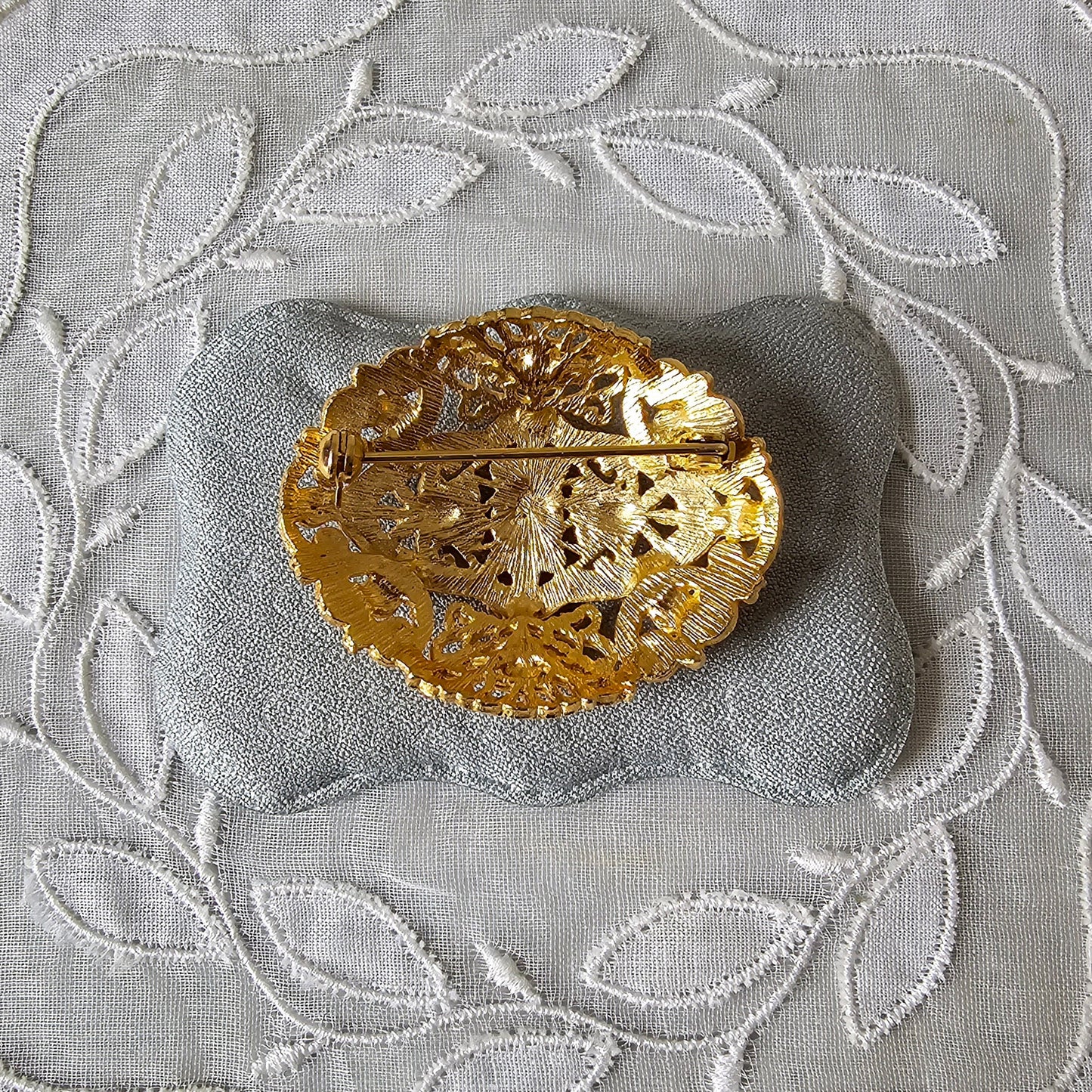 Brooch - Ornate Turquoise and Pearl Brooch