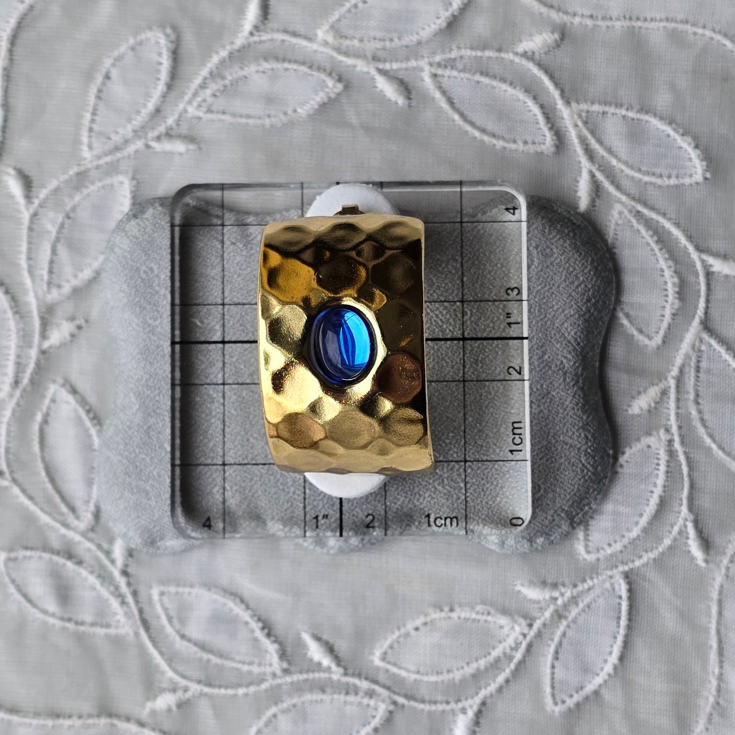 Posts - Blue Cabochon Square Half Hoop Earrings