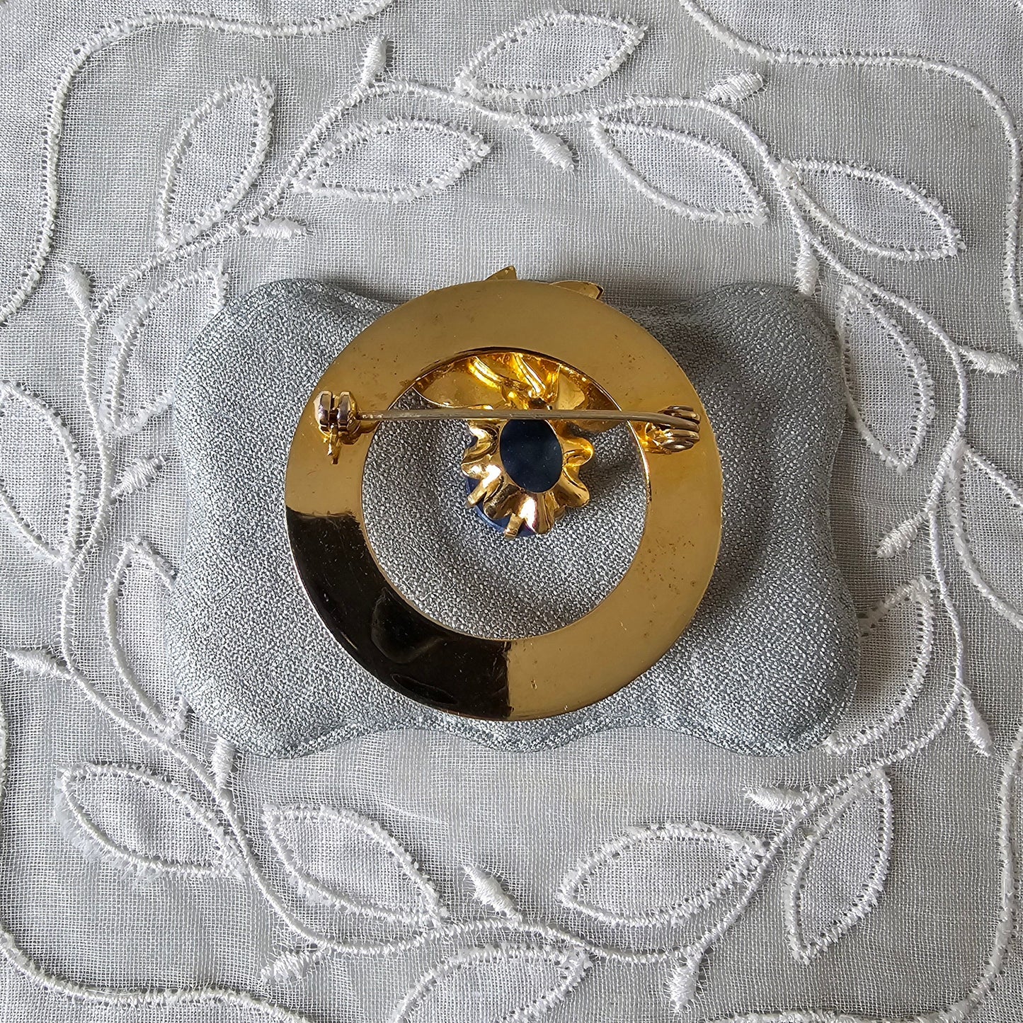 Brooch - Unsigned Jewelcraft Lapis Lazuli Leaf Brooch