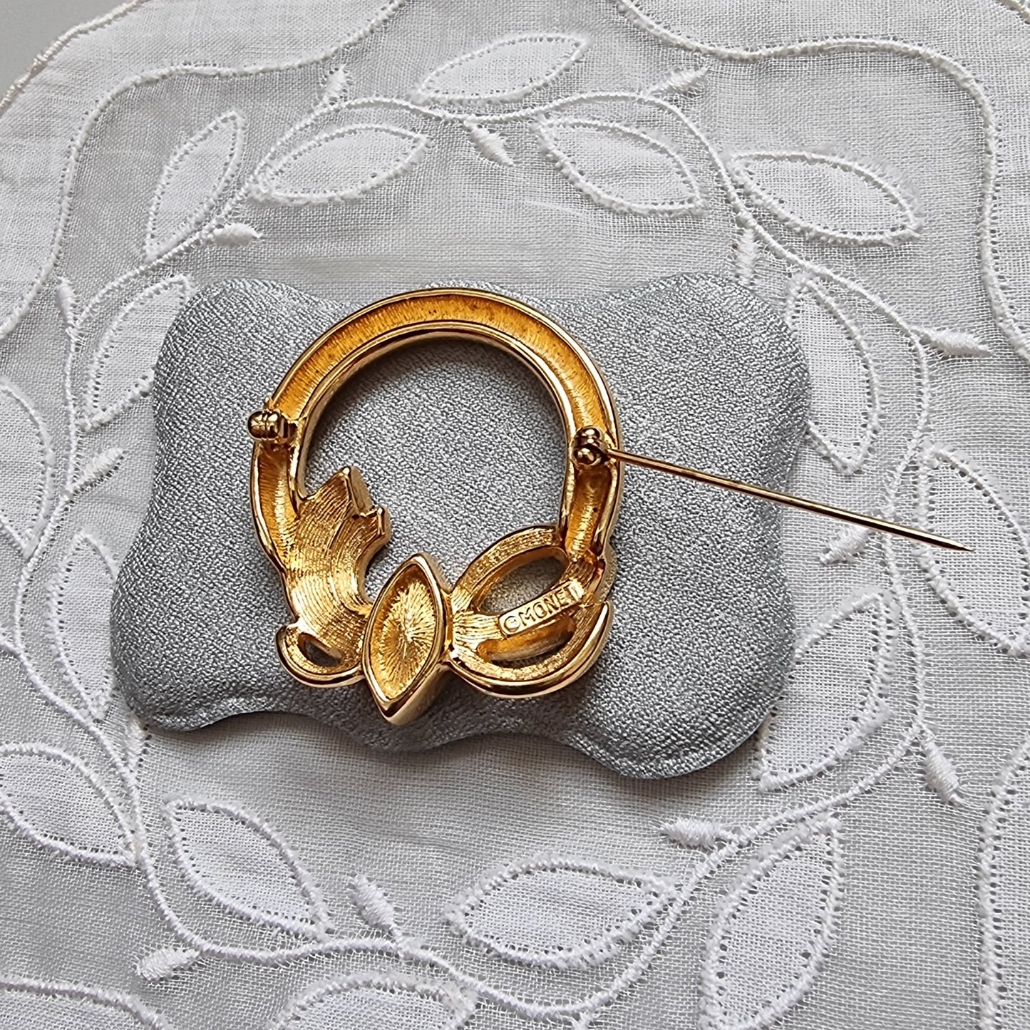 Brooch - Monet Gold and Crystal Wreath Brooch