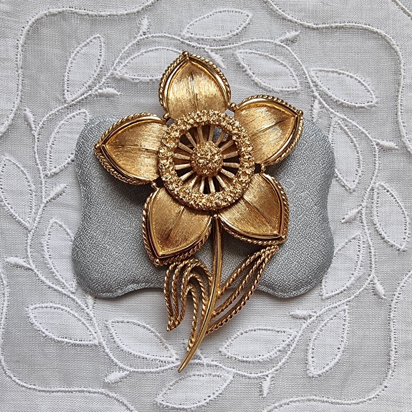 Brooch - Monet Matte Gold Flower Stem Brooch