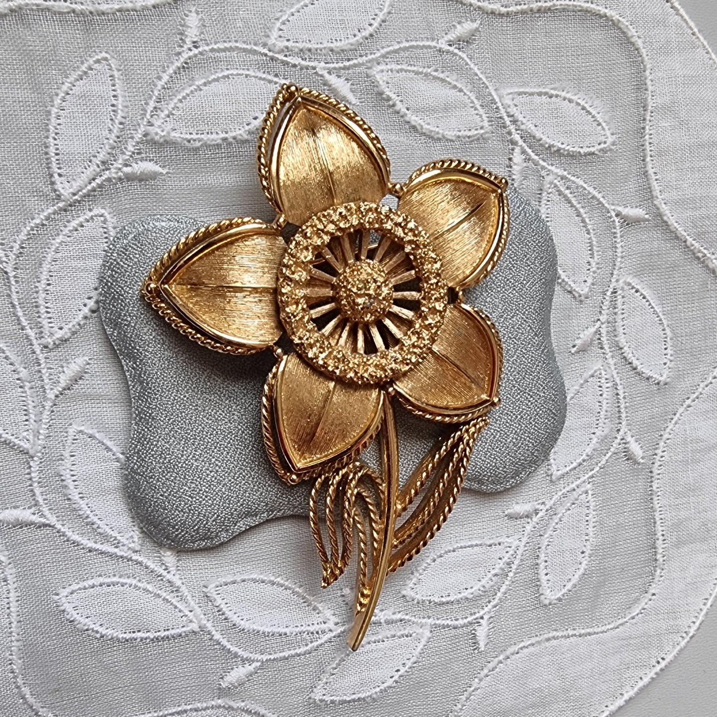 Brooch - Monet Matte Gold Flower Stem Brooch