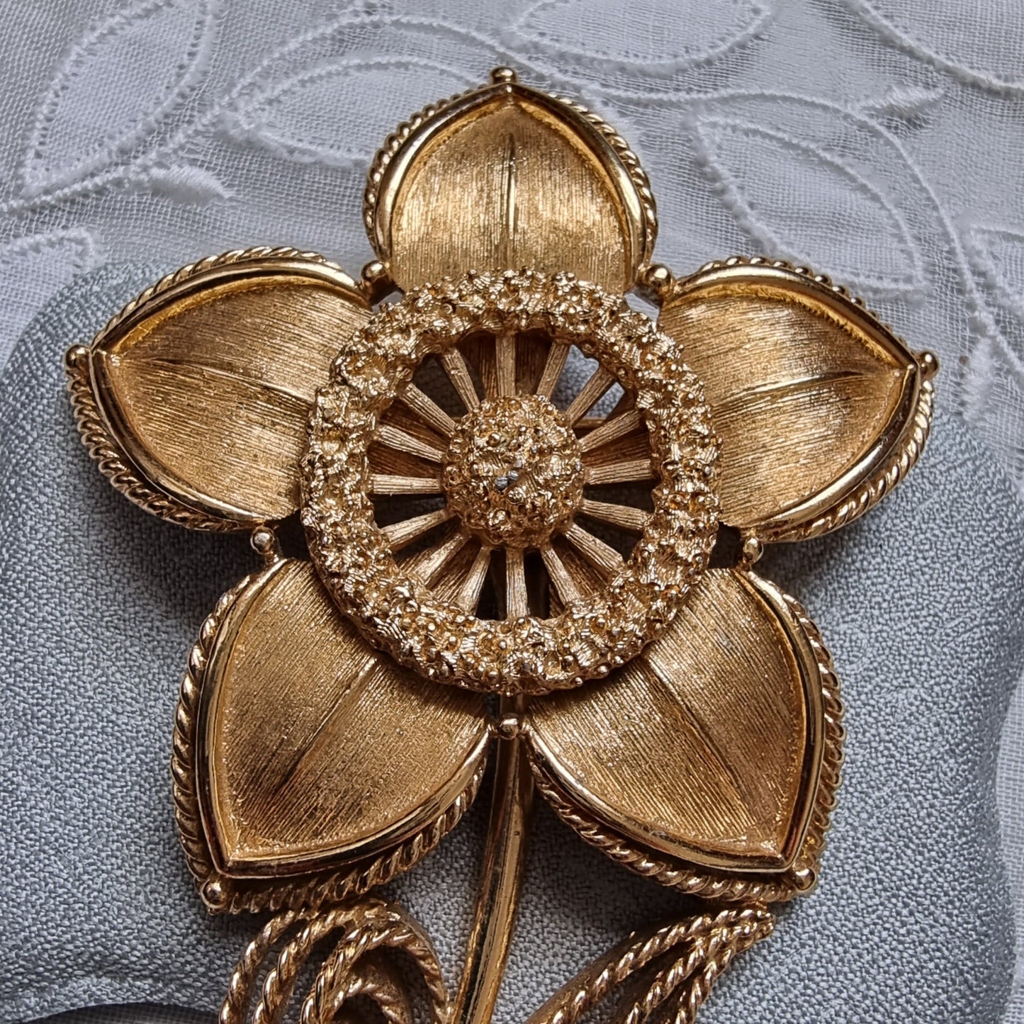 Brooch - Monet Matte Gold Flower Stem Brooch