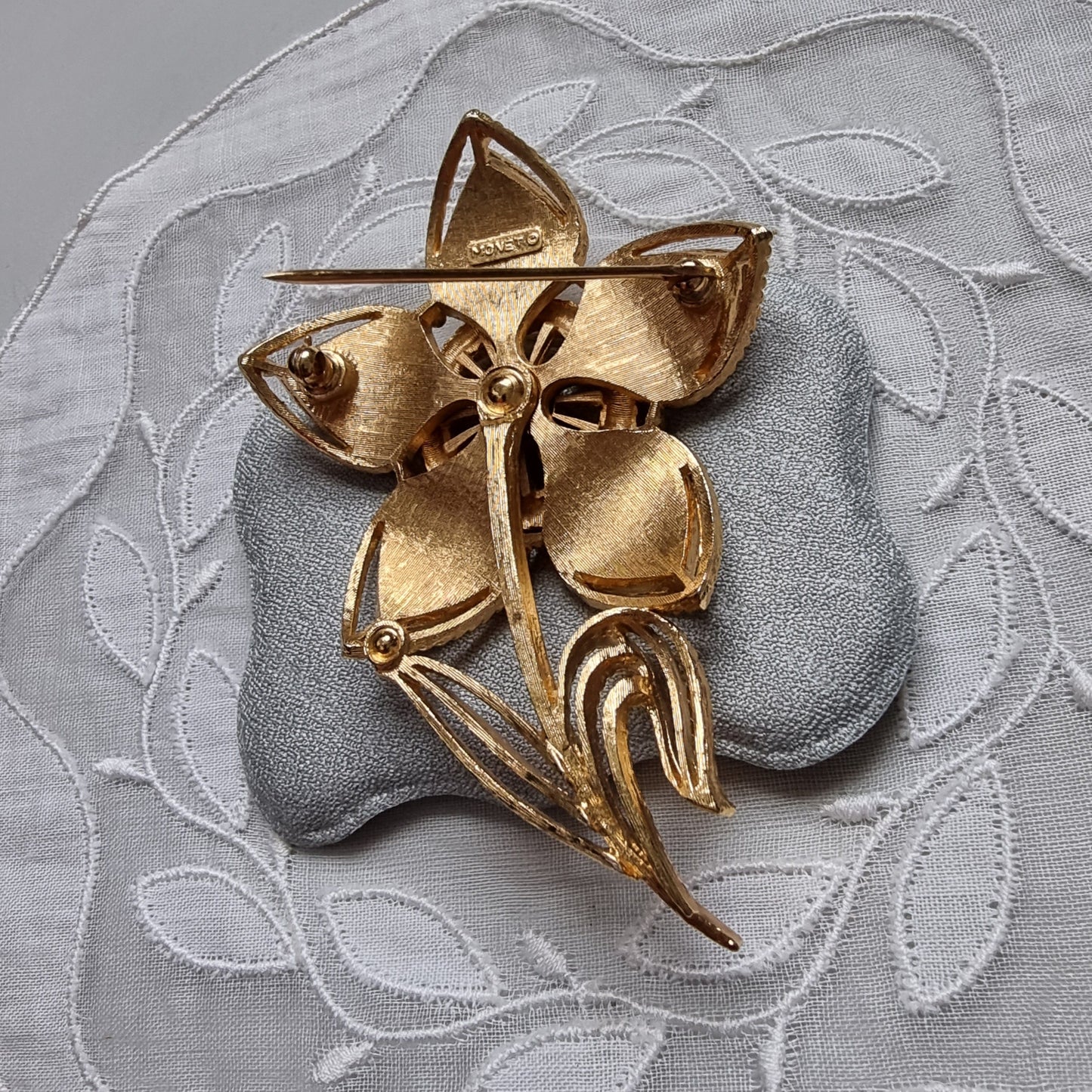 Brooch - Monet Matte Gold Flower Stem Brooch