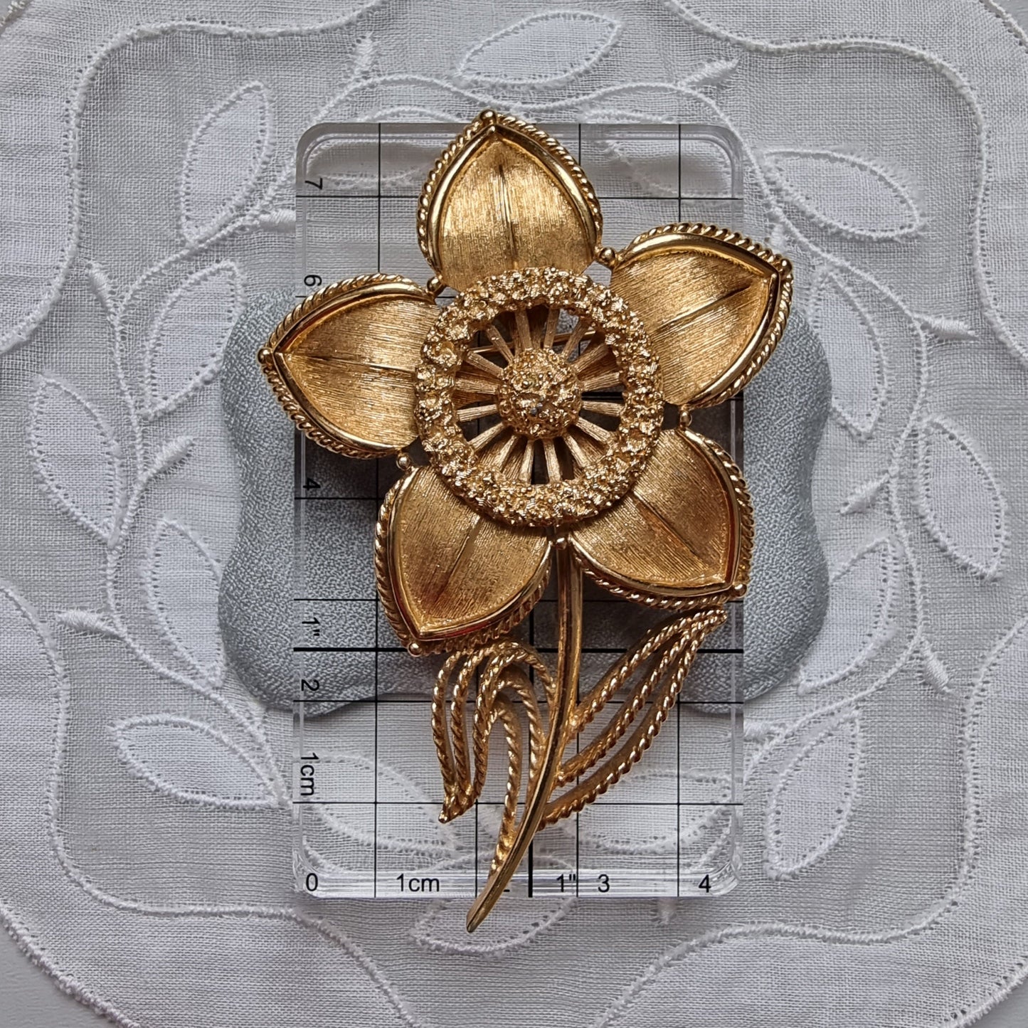 Brooch - Monet Matte Gold Flower Stem Brooch