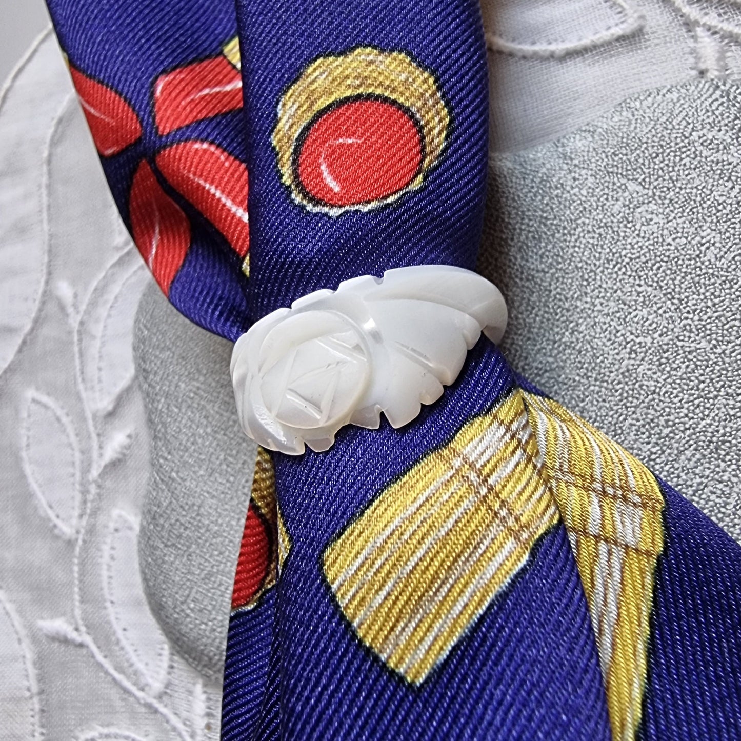 Ring - Carved Mother of Pearl Flower Ring