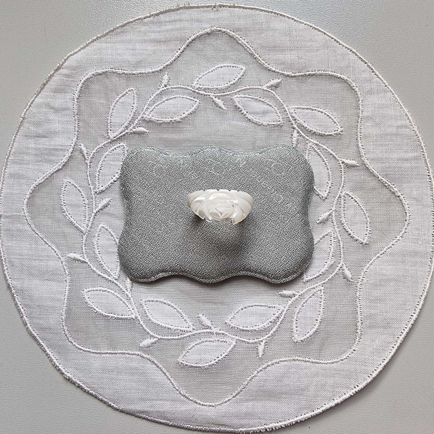 Ring - Carved Mother of Pearl Flower Ring