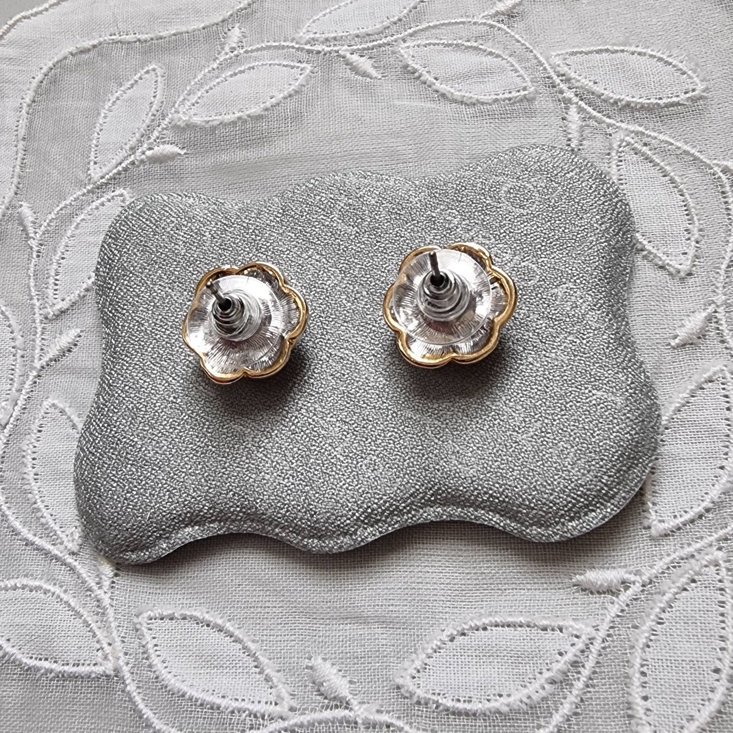 Posts - Gold and Crystals Swirl Pearl Stud Earrings