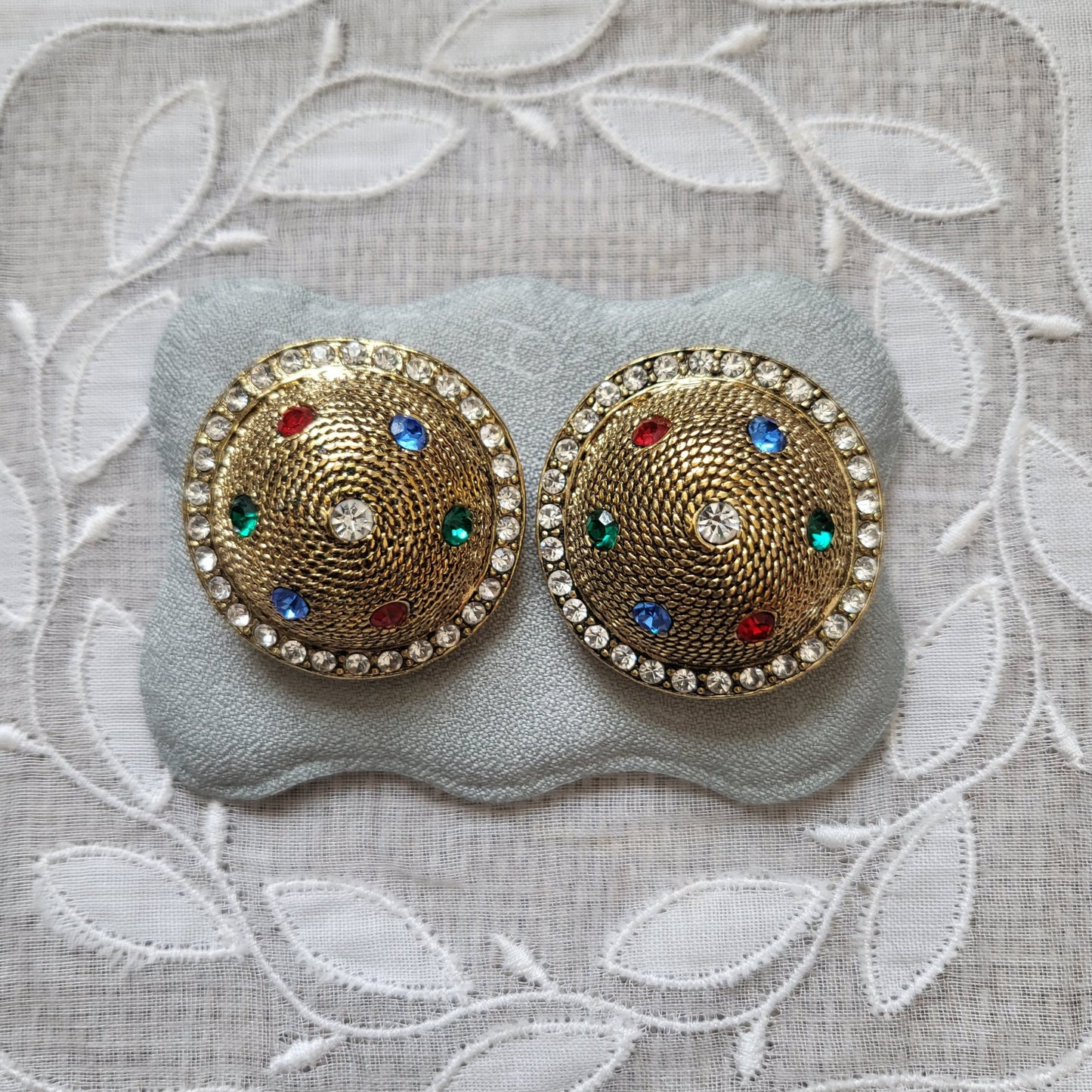 Clip on - Multicoloured Crystal Dome Clip On Earrings