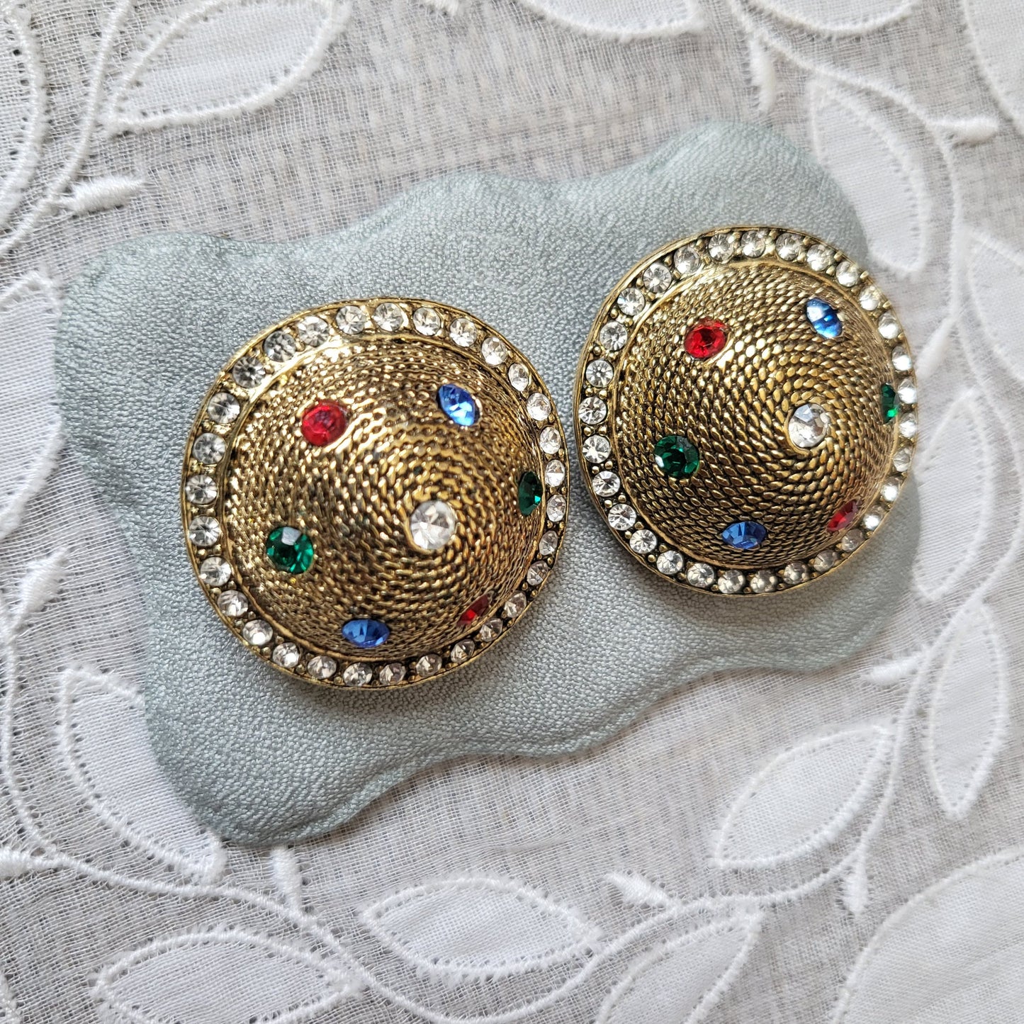 Clip on - Multicoloured Crystal Dome Clip On Earrings