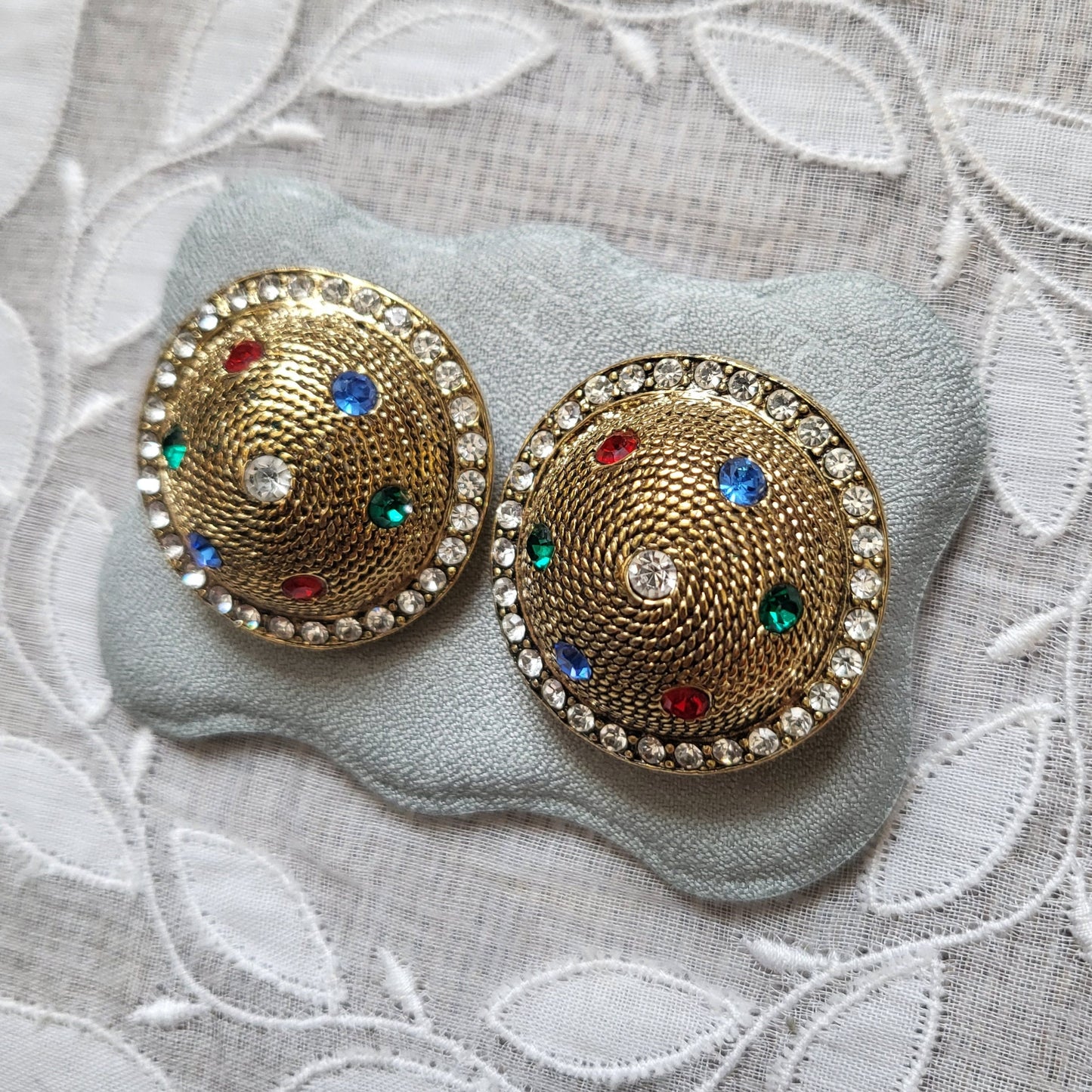 Clip on - Multicoloured Crystal Dome Clip On Earrings
