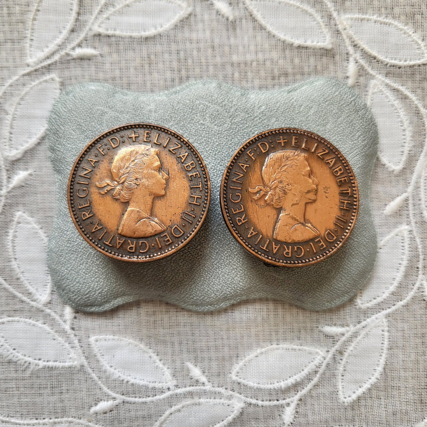 Clip on - Elizabeth II 1959 Half Penny Coin Clip on Earrings