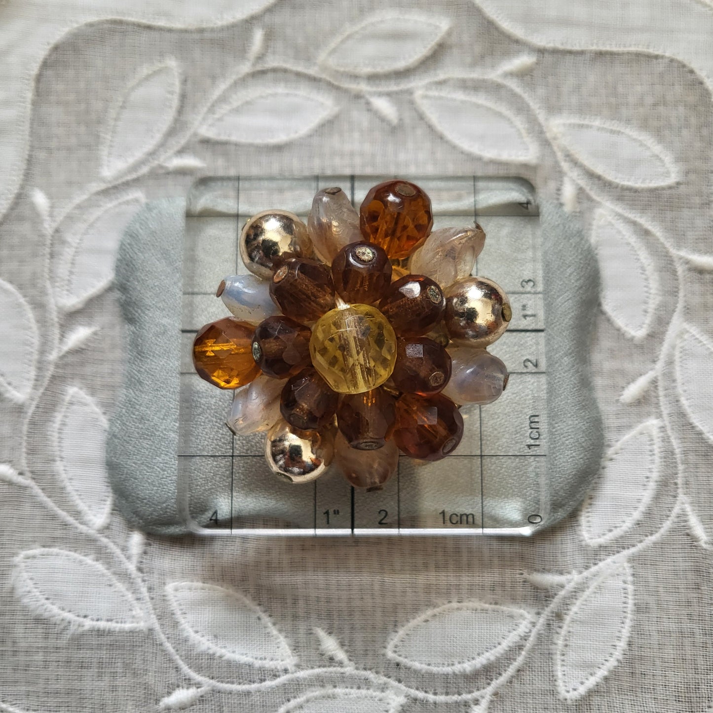 Clip on - Western Germany Orange and gold Beads Clip On Earrings