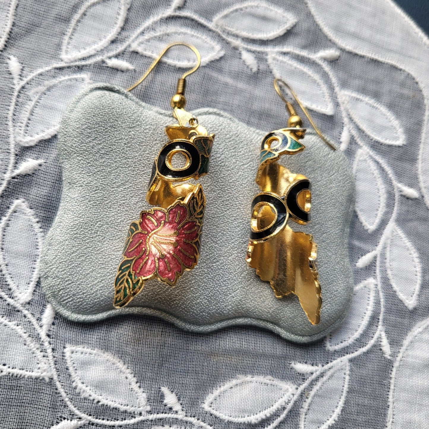 Hooks - Multicolour Enamel Floral Spiral Hook Earrings