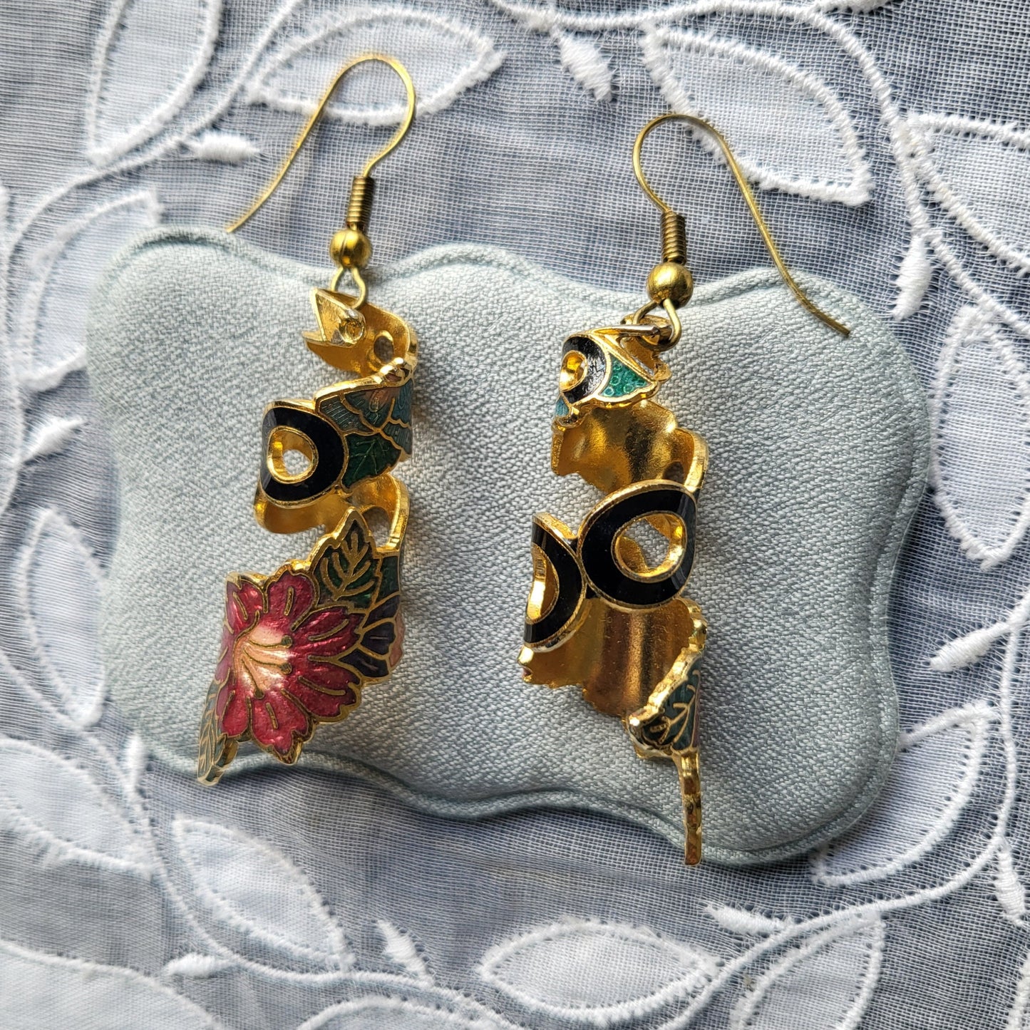 Hooks - Multicolour Enamel Floral Spiral Hook Earrings
