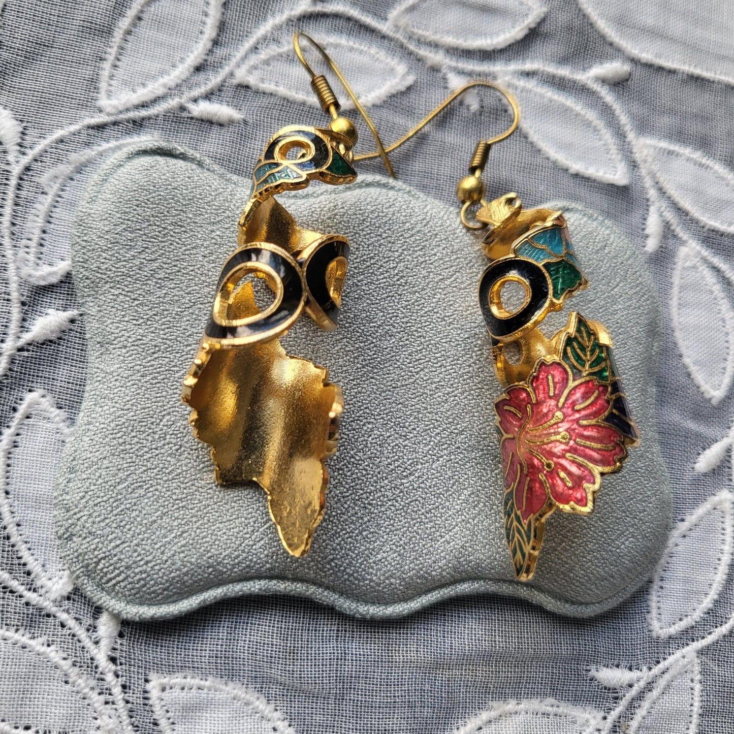 Hooks - Multicolour Enamel Floral Spiral Hook Earrings