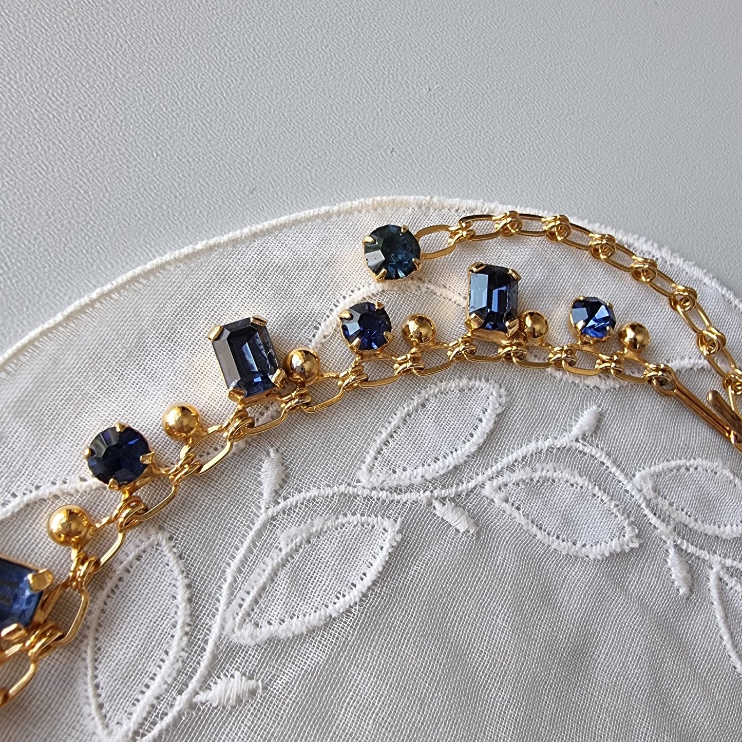 Necklace - Blue Crystals Chain Necklace