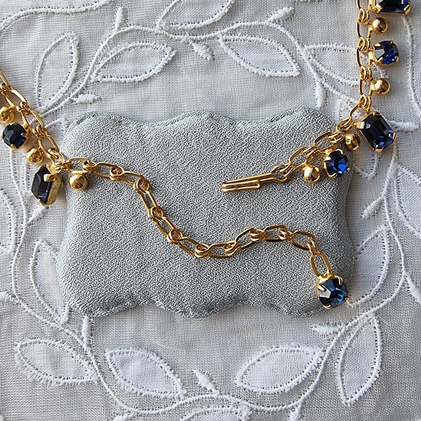 Necklace - Blue Crystals Chain Necklace