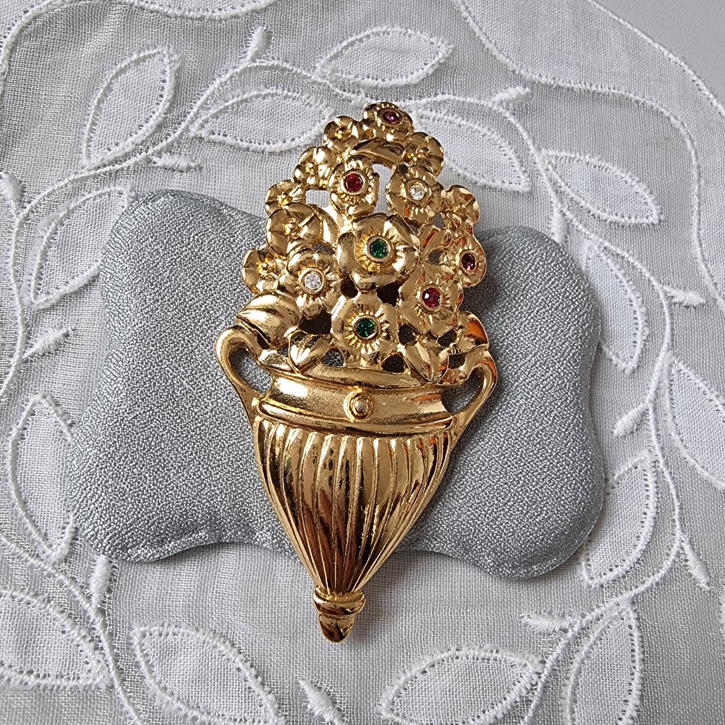 Brooch - Multicoloured Crystal Flower Vase Brooch