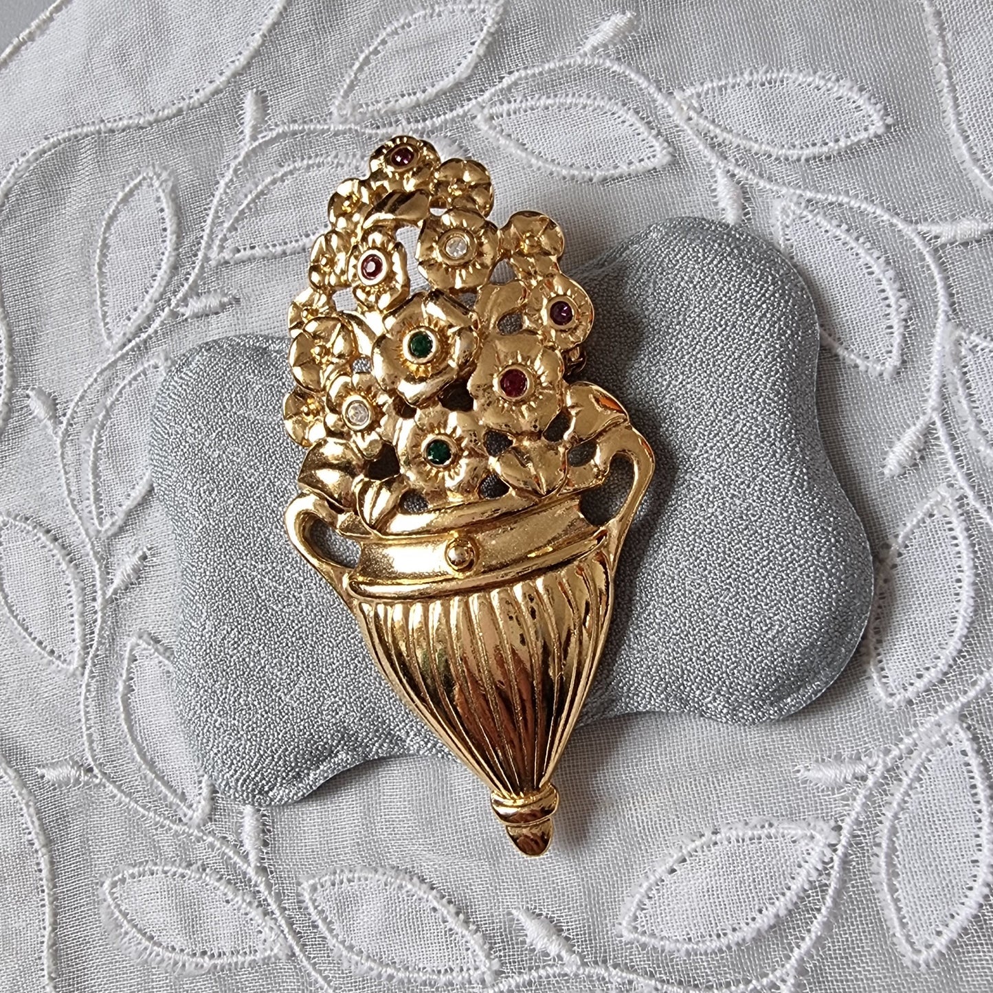 Brooch - Multicoloured Crystal Flower Vase Brooch