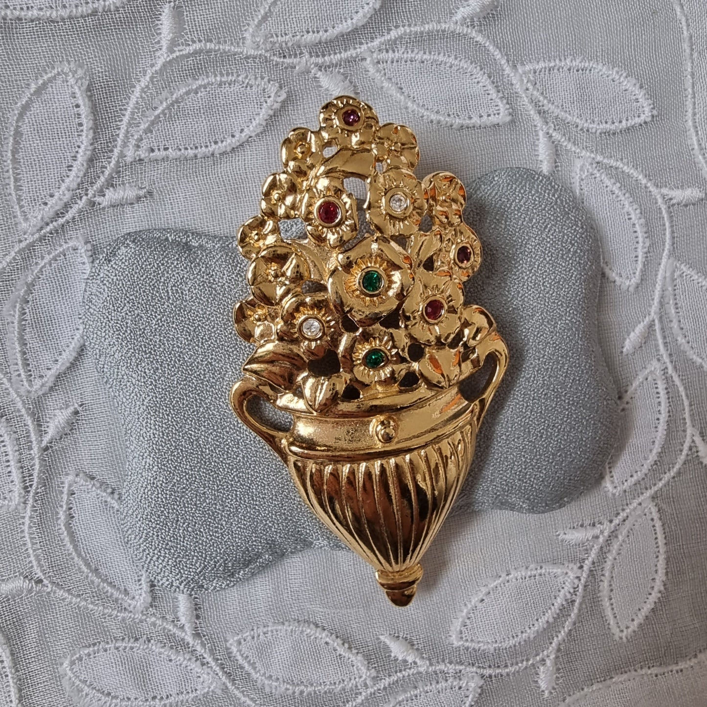 Brooch - Multicoloured Crystal Flower Vase Brooch