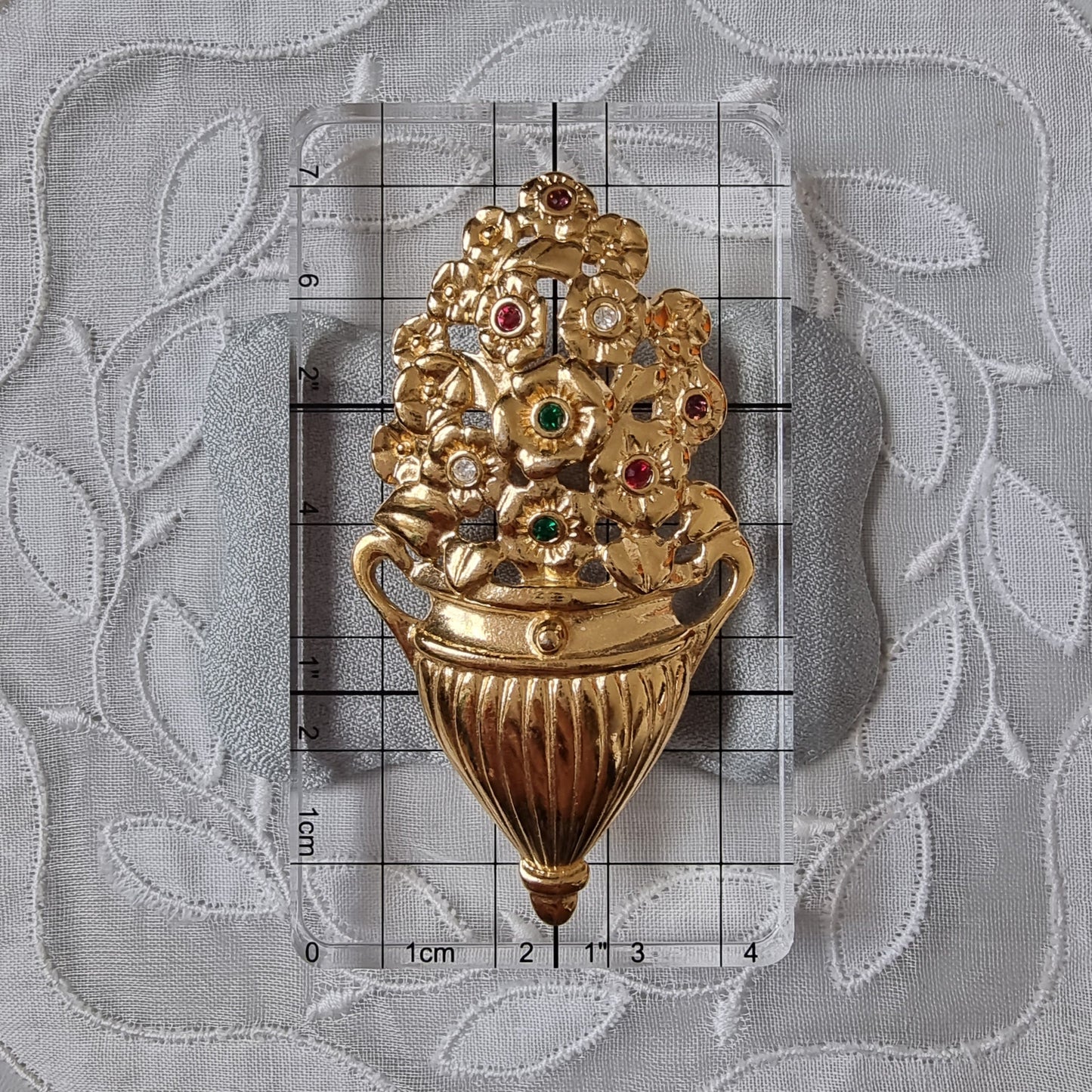 Brooch - Multicoloured Crystal Flower Vase Brooch