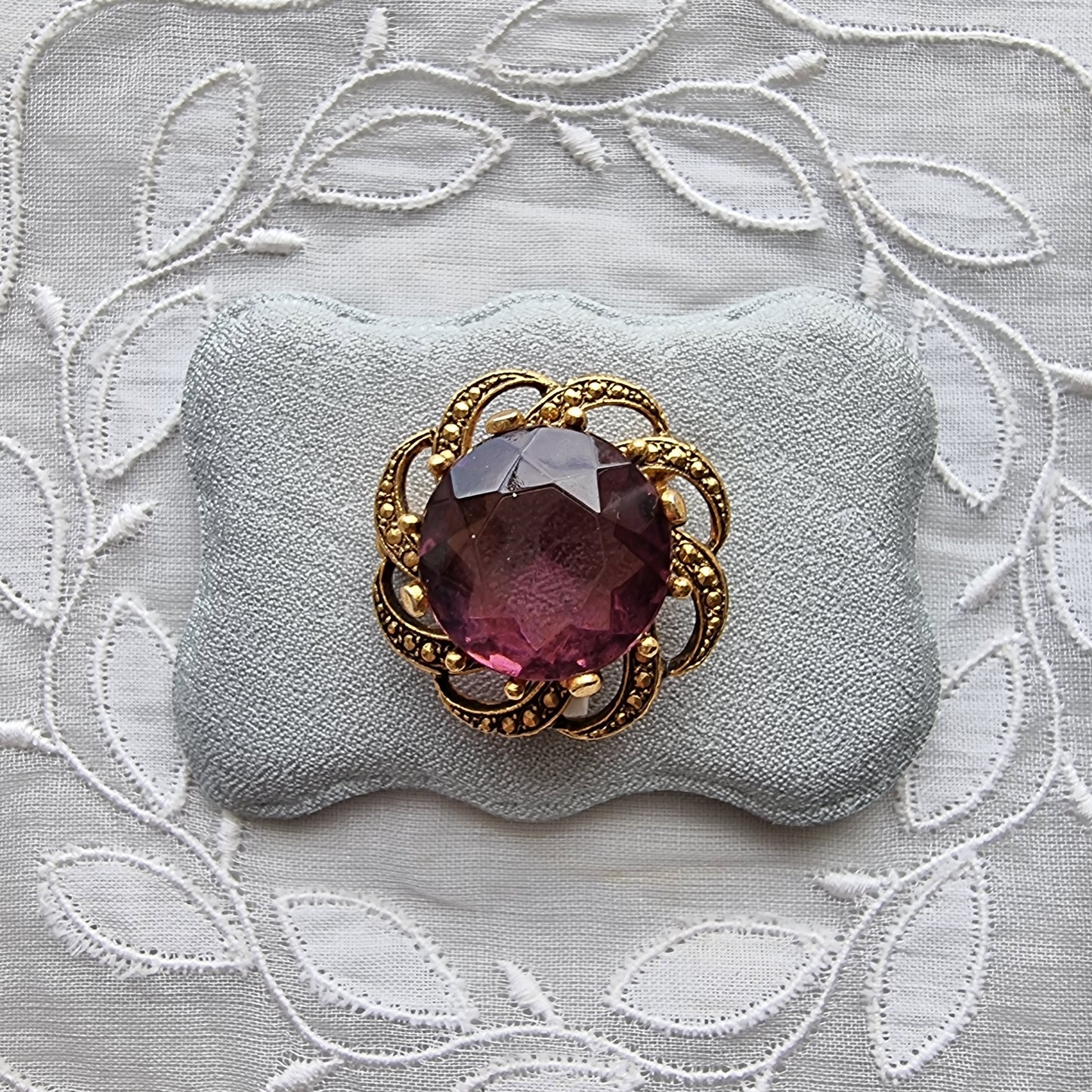 Brooch - Purple Gem Flower Brooch