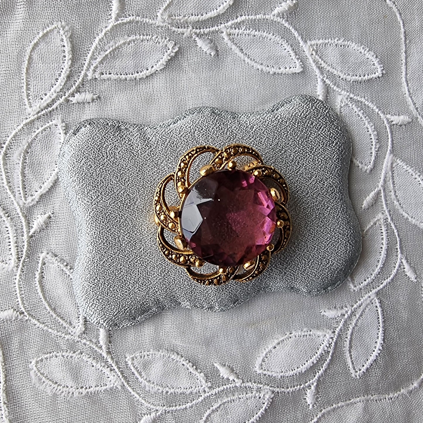 Brooch - Purple Gem Flower Brooch