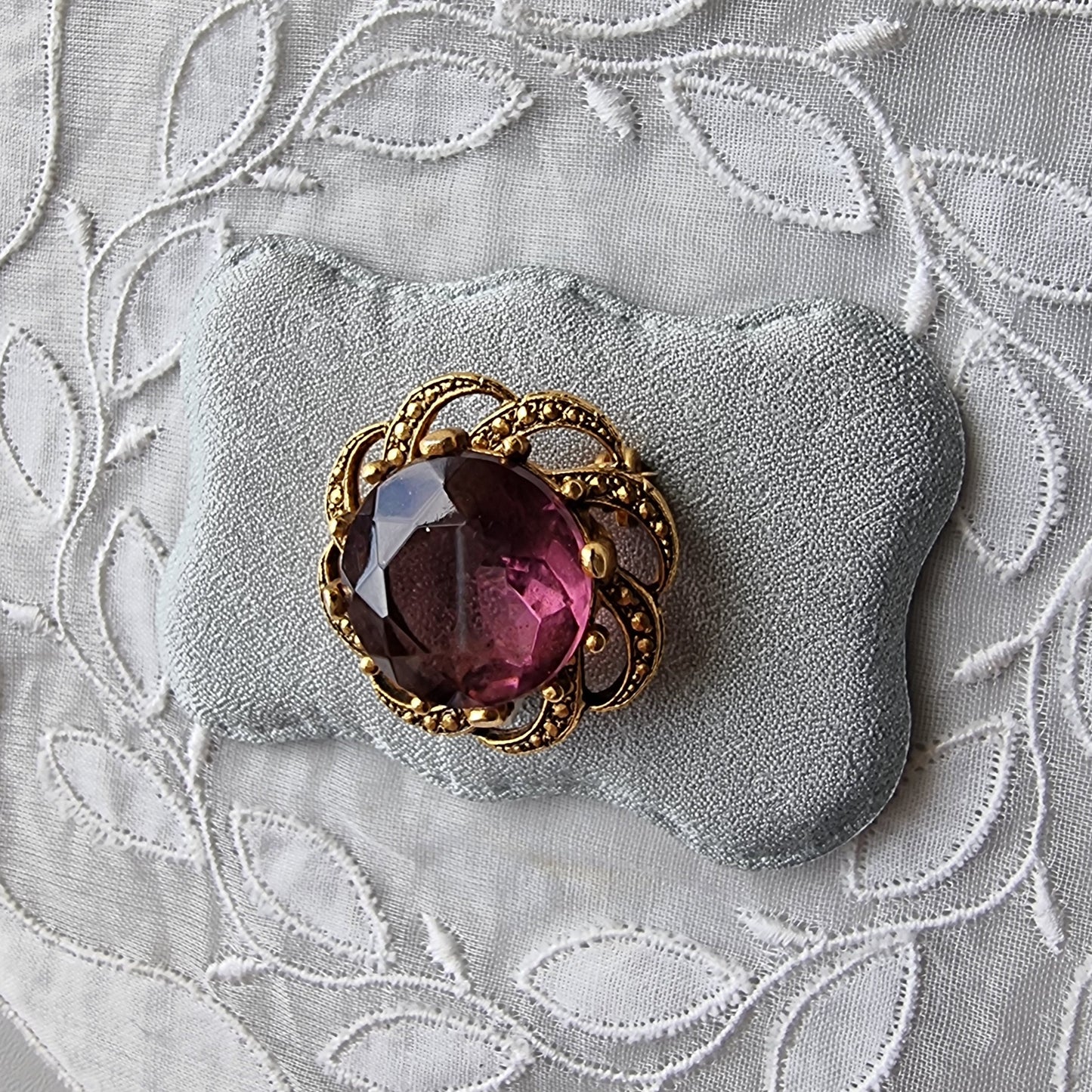 Brooch - Purple Gem Flower Brooch