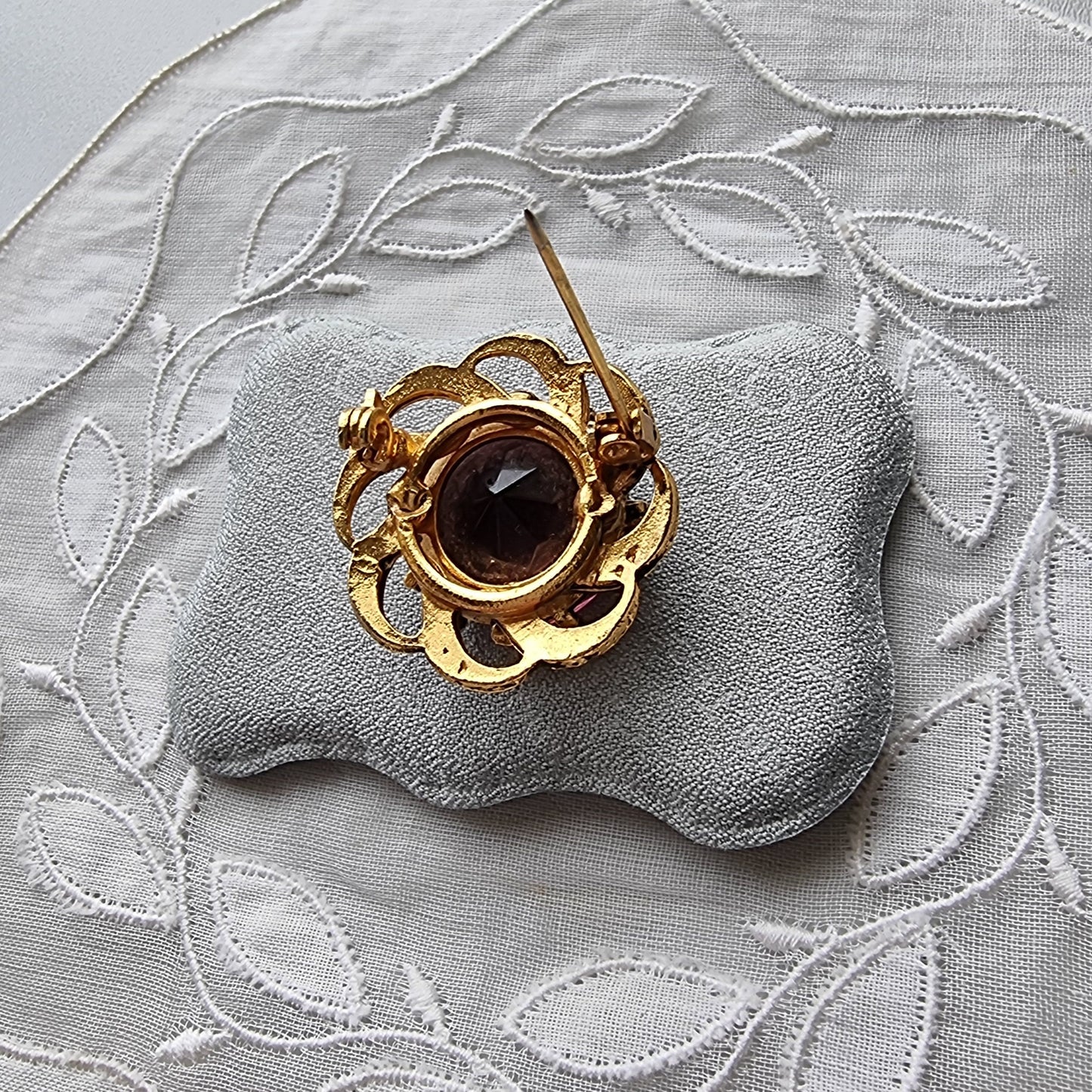 Brooch - Purple Gem Flower Brooch