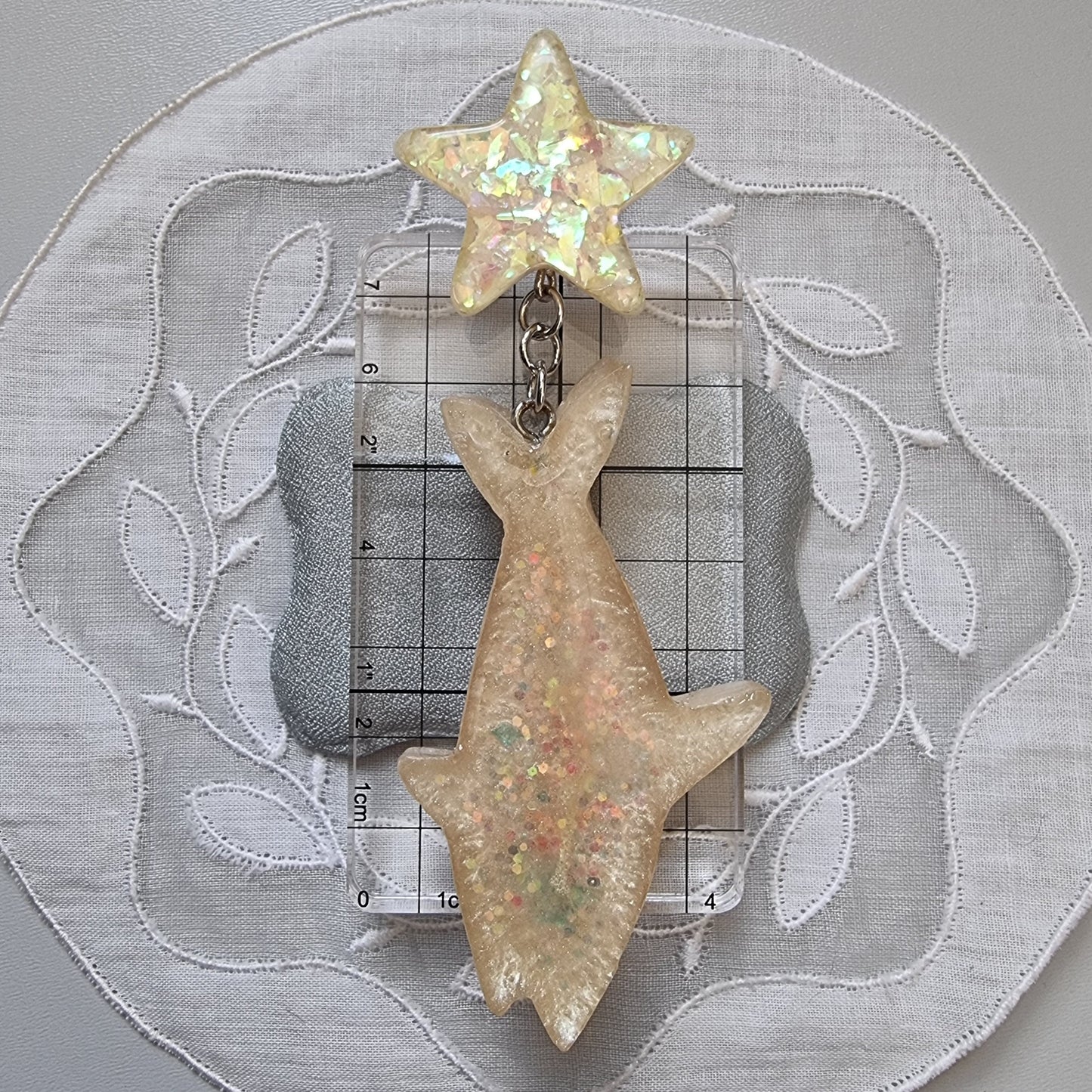 Clip on - Glittery Acrylic Star and Shark Clip on Earrings