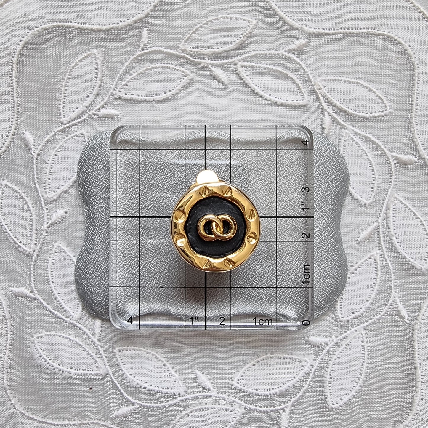 Clip on - Black Enamel Round Clip on Earrings