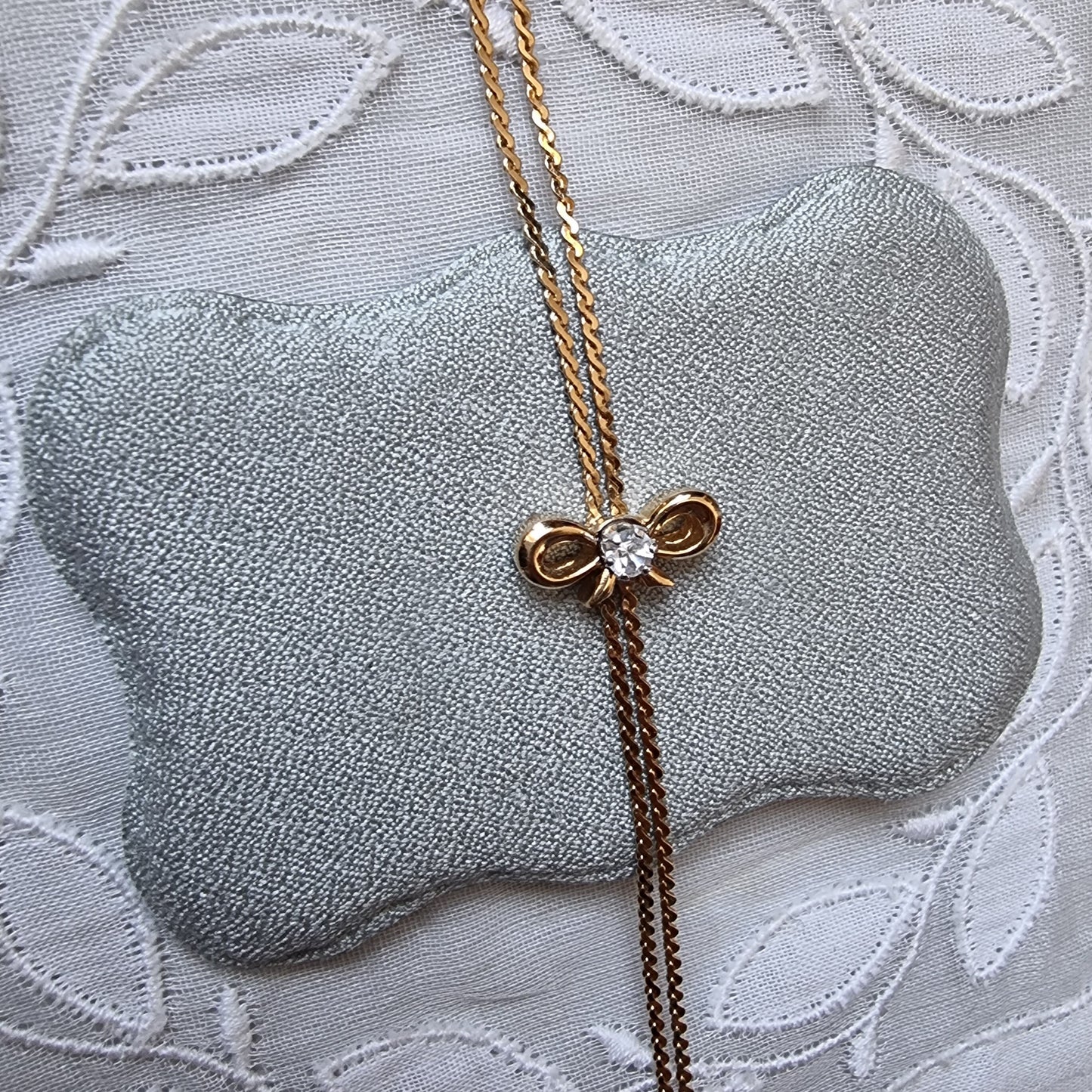 Bracelet - Thin Gold Bow Double Chain Bracelet