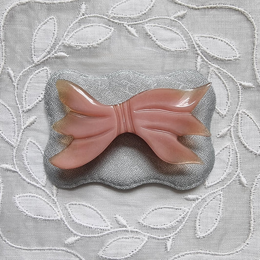 Brooch - Light Brown Old Plastic Bow Brooch