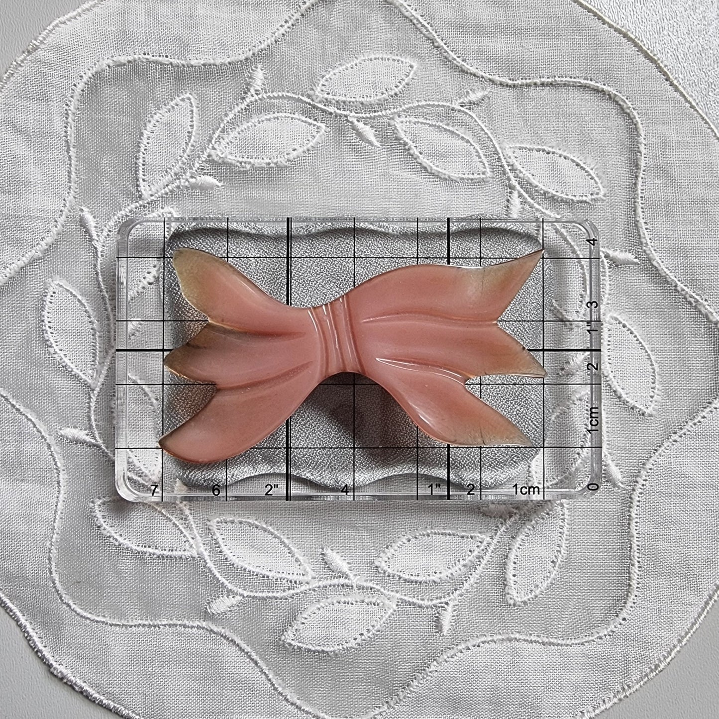 Brooch - Light Brown Old Plastic Bow Brooch