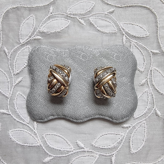Clip on - Gold and Silver Crystal Plait Clip On Earrings