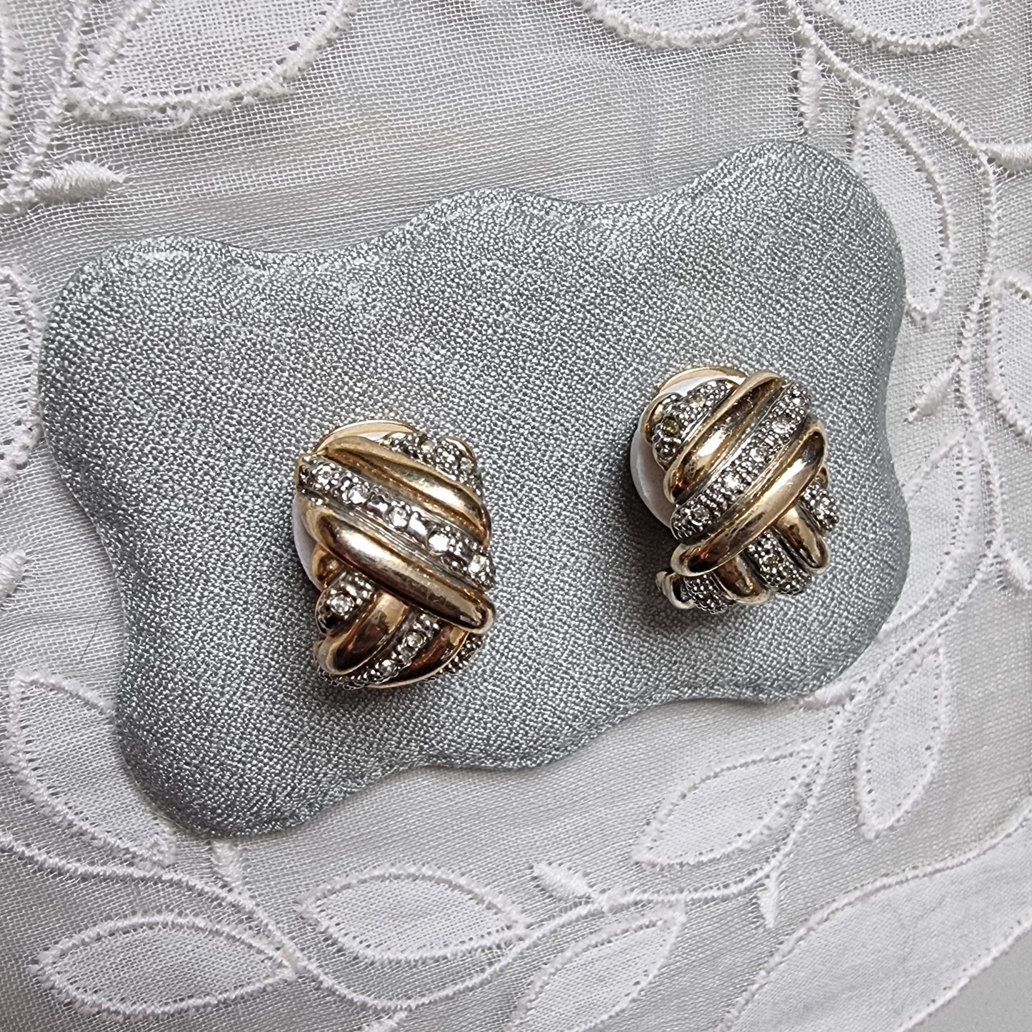 Clip on - Gold and Silver Crystal Plait Clip On Earrings