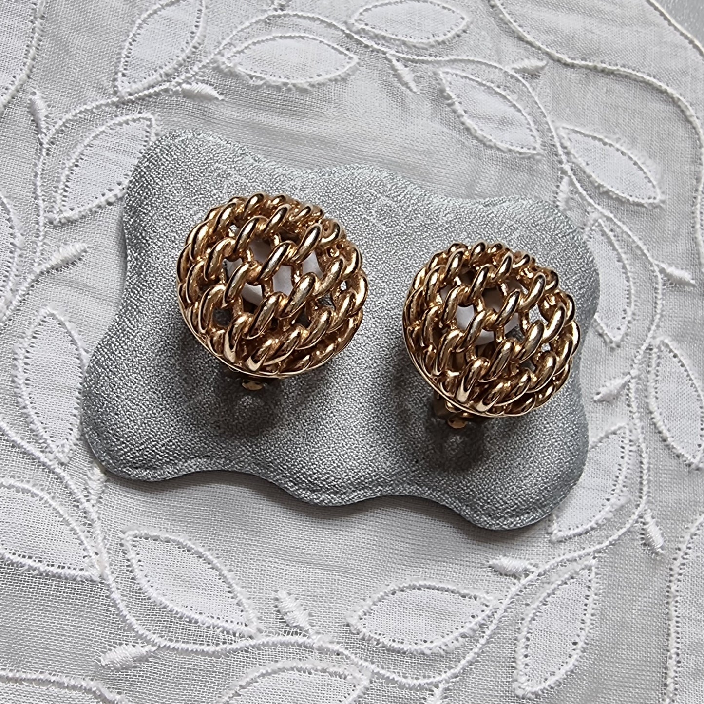 Clip on - Gold Chain Dome Clip on Earrings