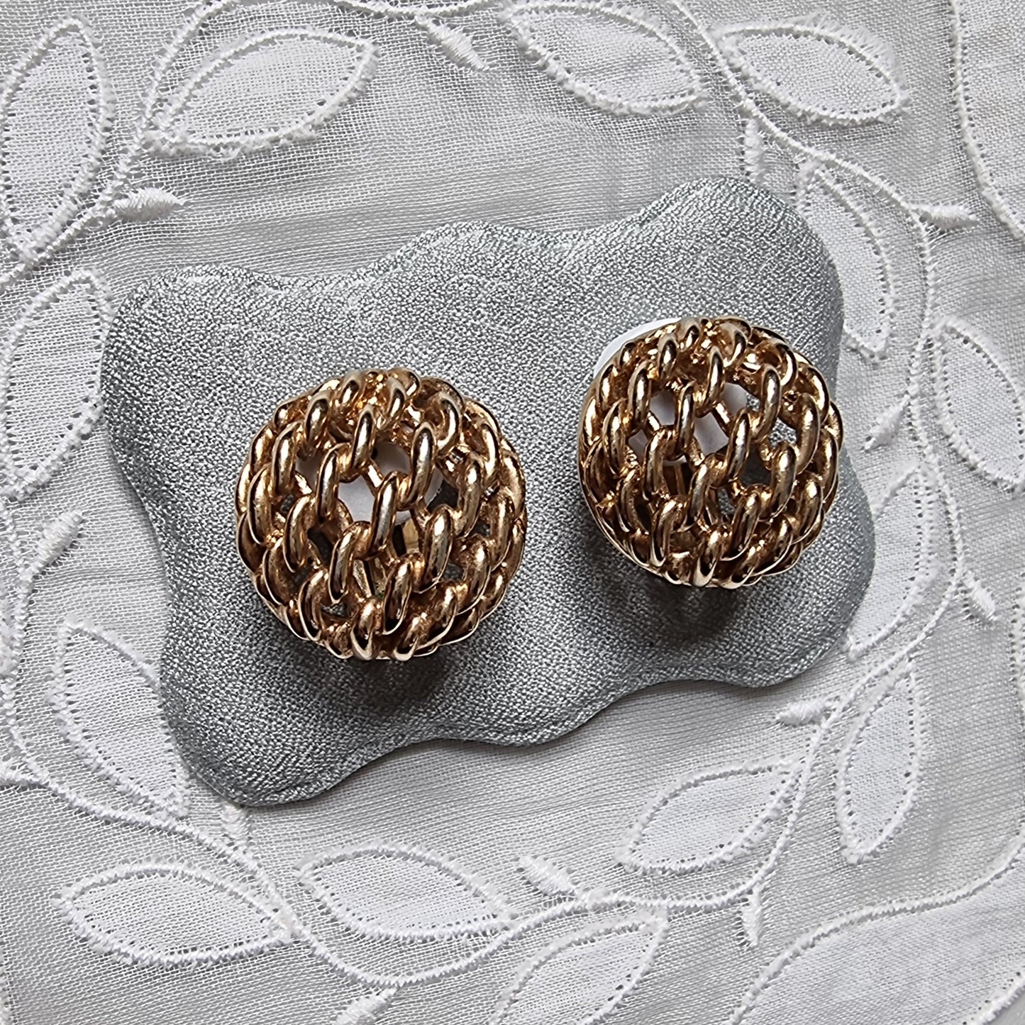 Clip on - Gold Chain Dome Clip on Earrings