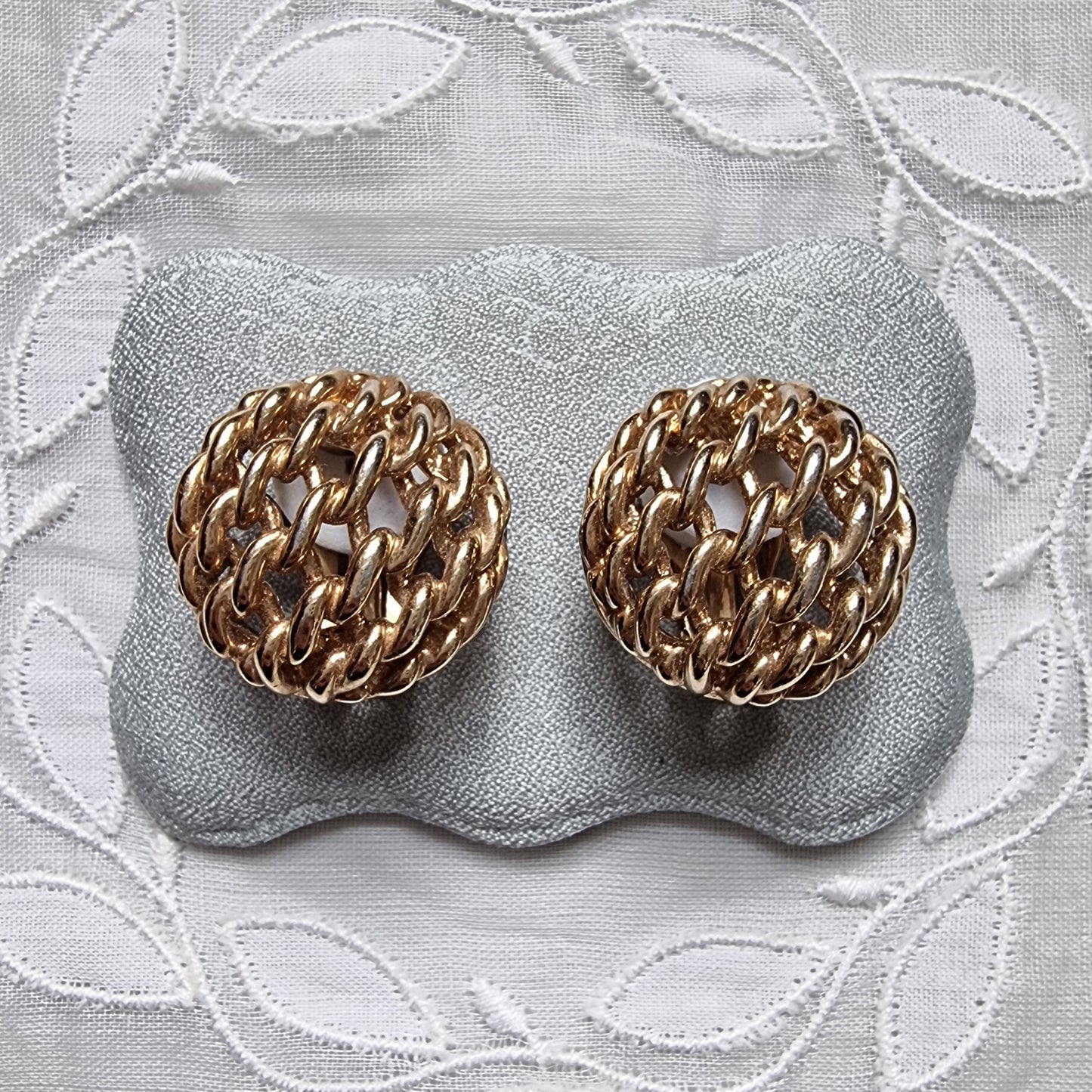 Clip on - Gold Chain Dome Clip on Earrings