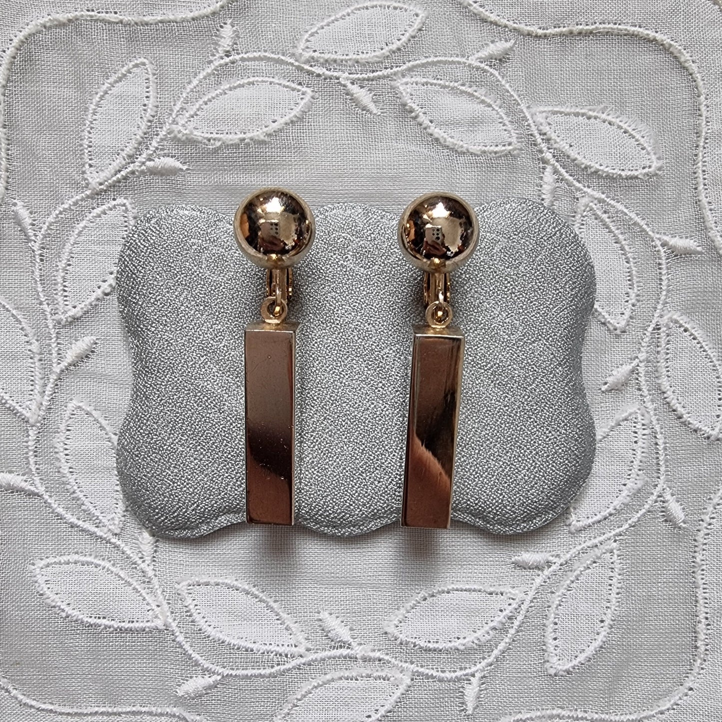Clip on - Gold Block Drop Clip on Earrings