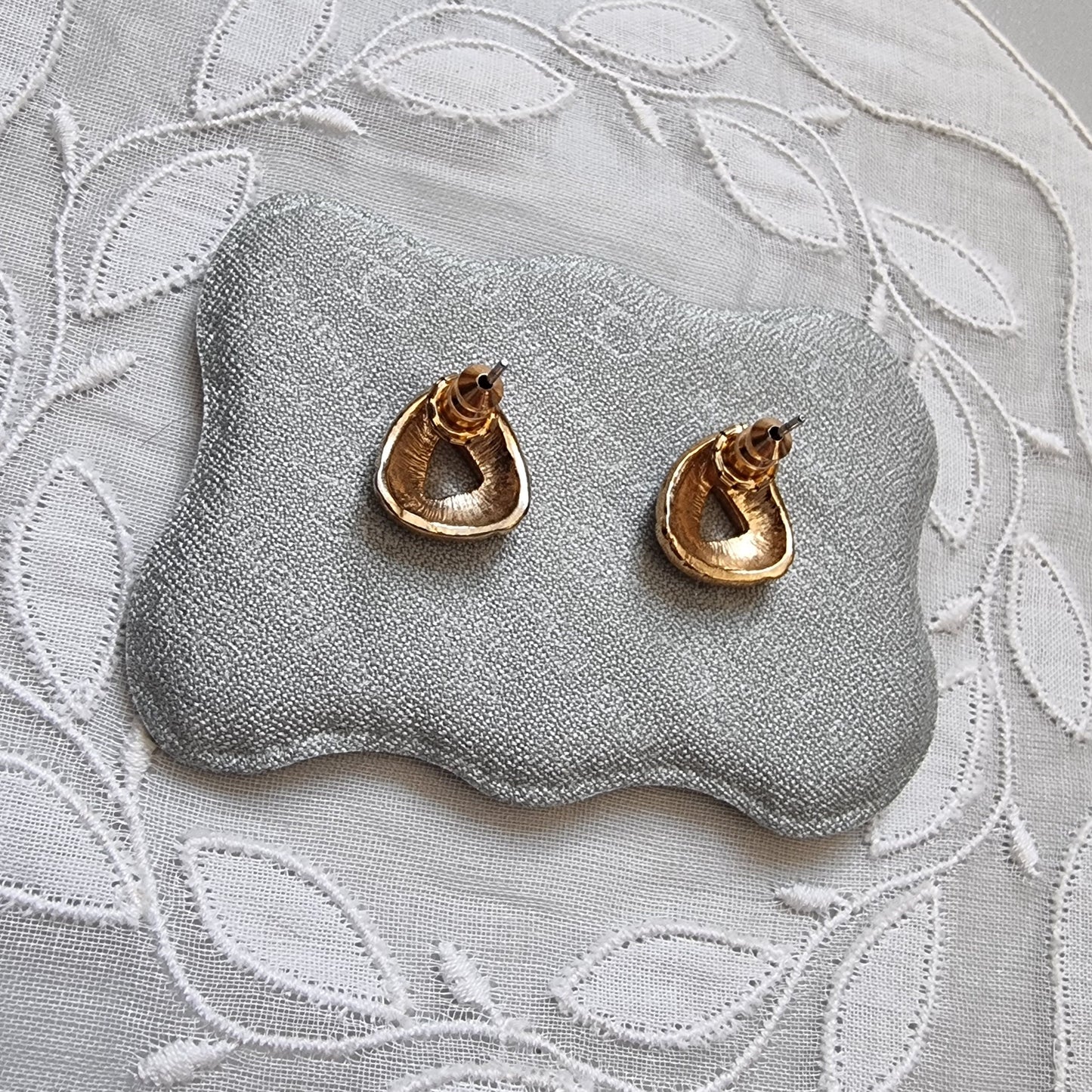 Posts - White Enamel Triangular Knot Earrings