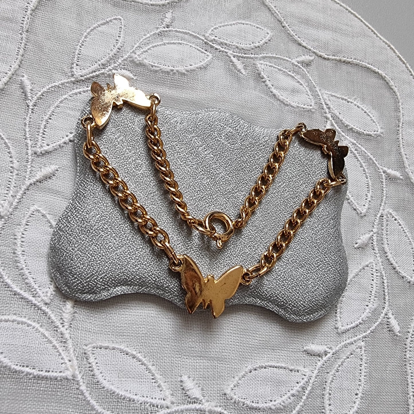 Bracelet - Gold Butterfly Link Curb Chain Bracelet