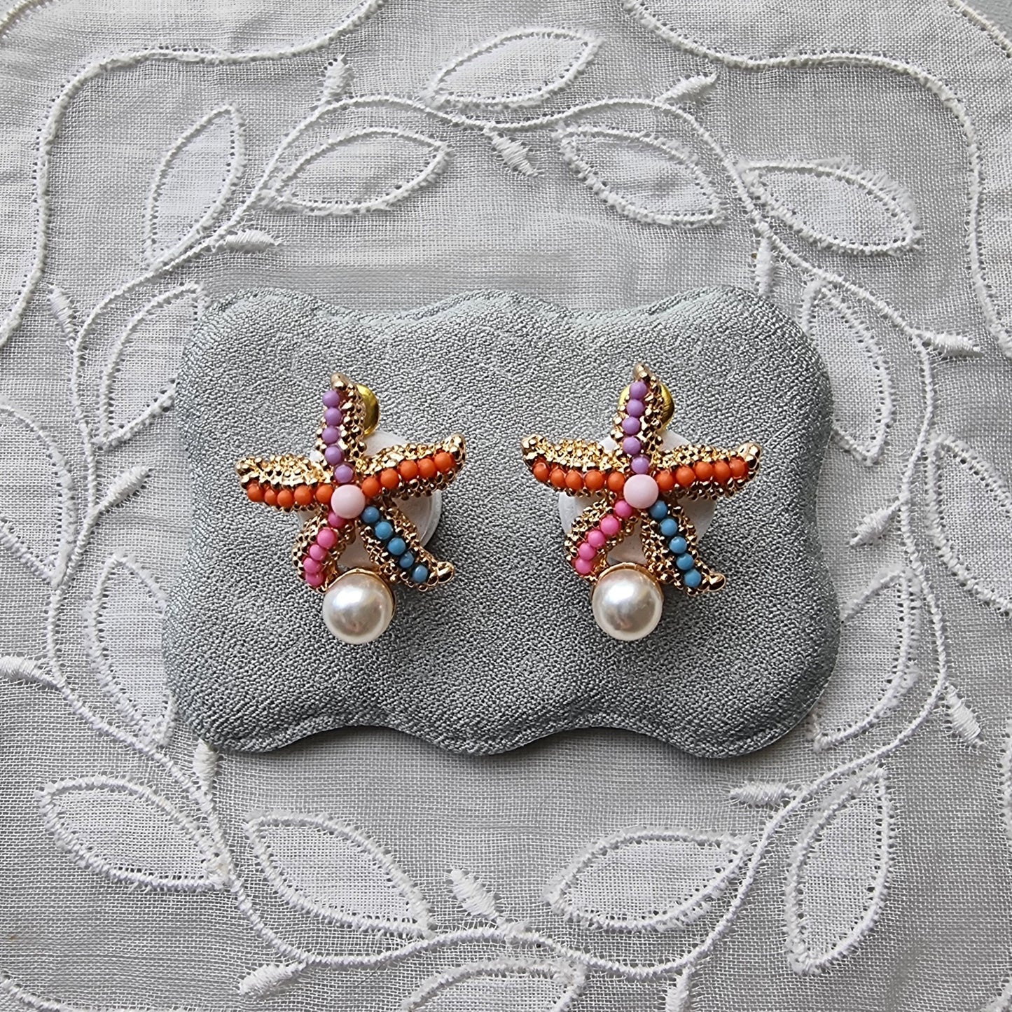 Posts - Multicolour Starfish Pearl Stud Earrings