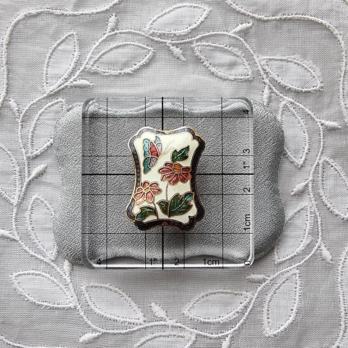 Brooch - Enamel Flowers with Butterfly Brooch