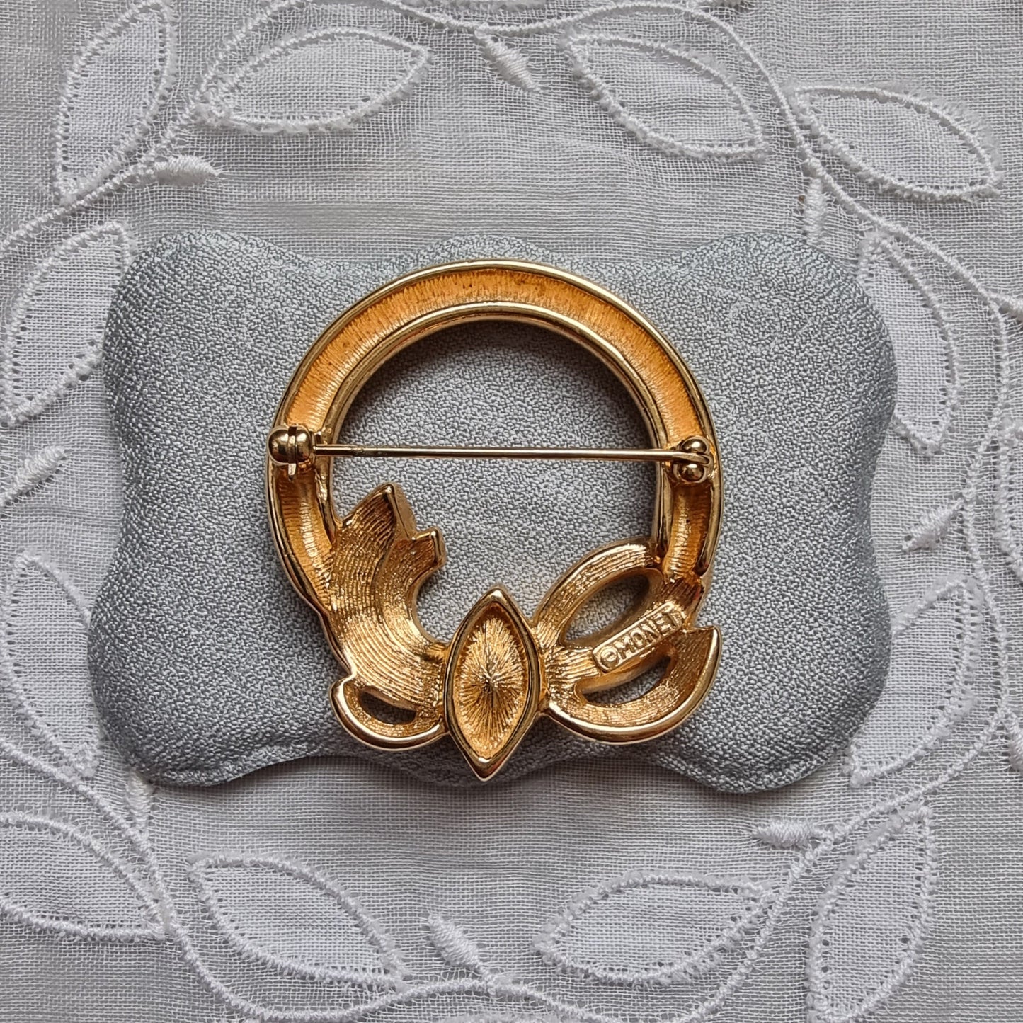 Brooch - Monet Gold and Crystal Wreath Brooch