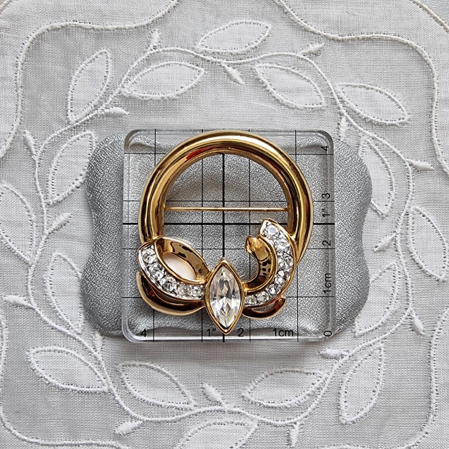 Brooch - Monet Gold and Crystal Wreath Brooch