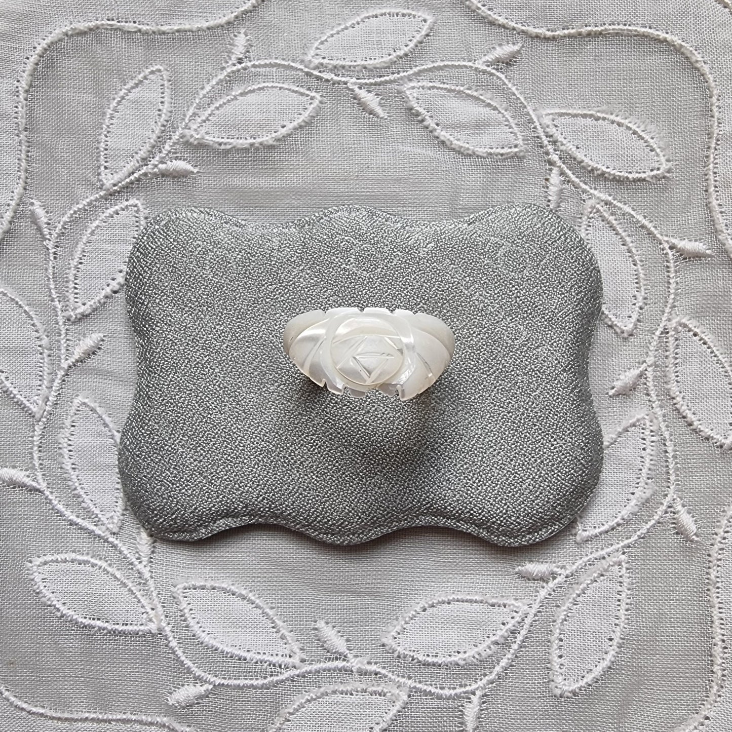 Ring - Carved Mother of Pearl Flower Ring