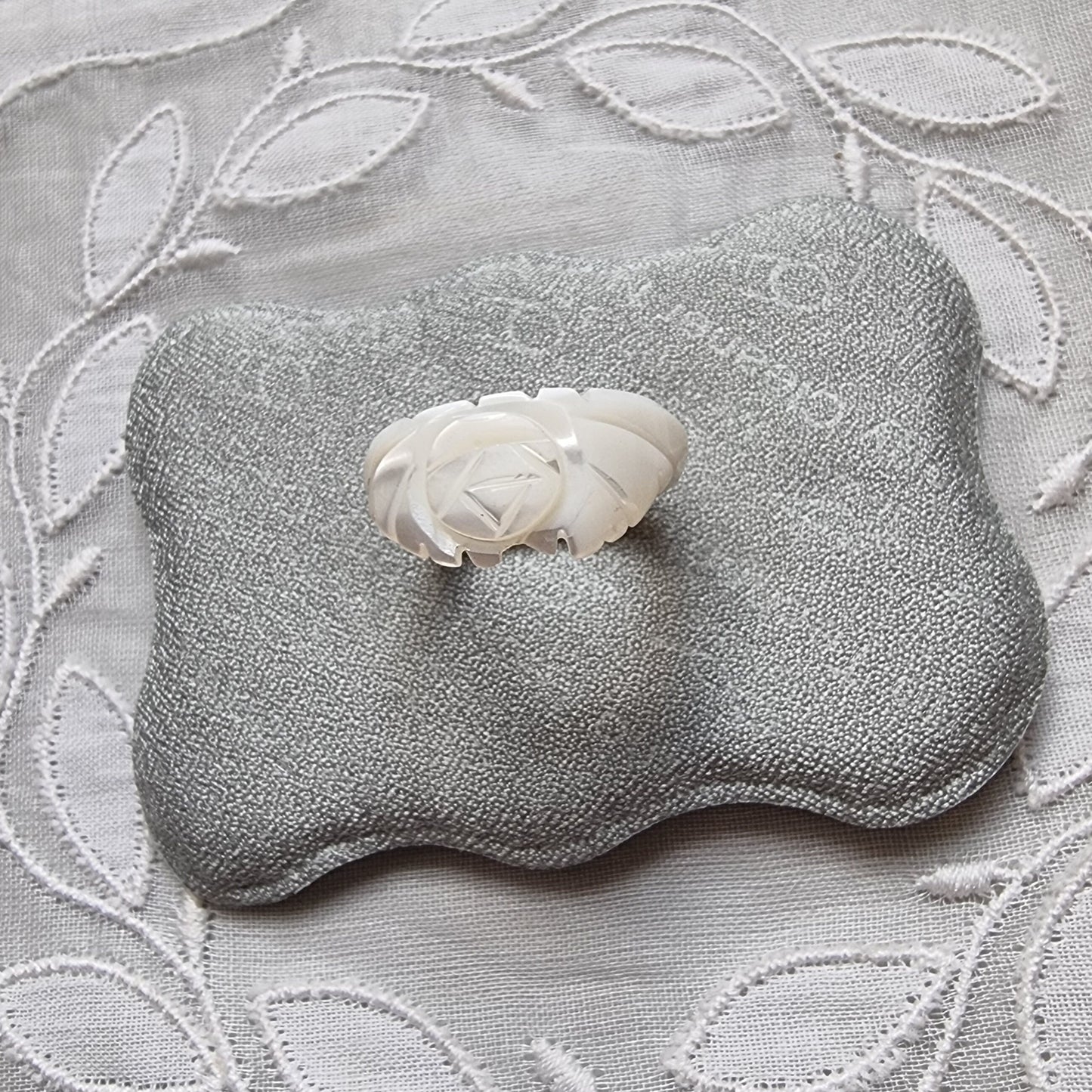 Ring - Carved Mother of Pearl Flower Ring