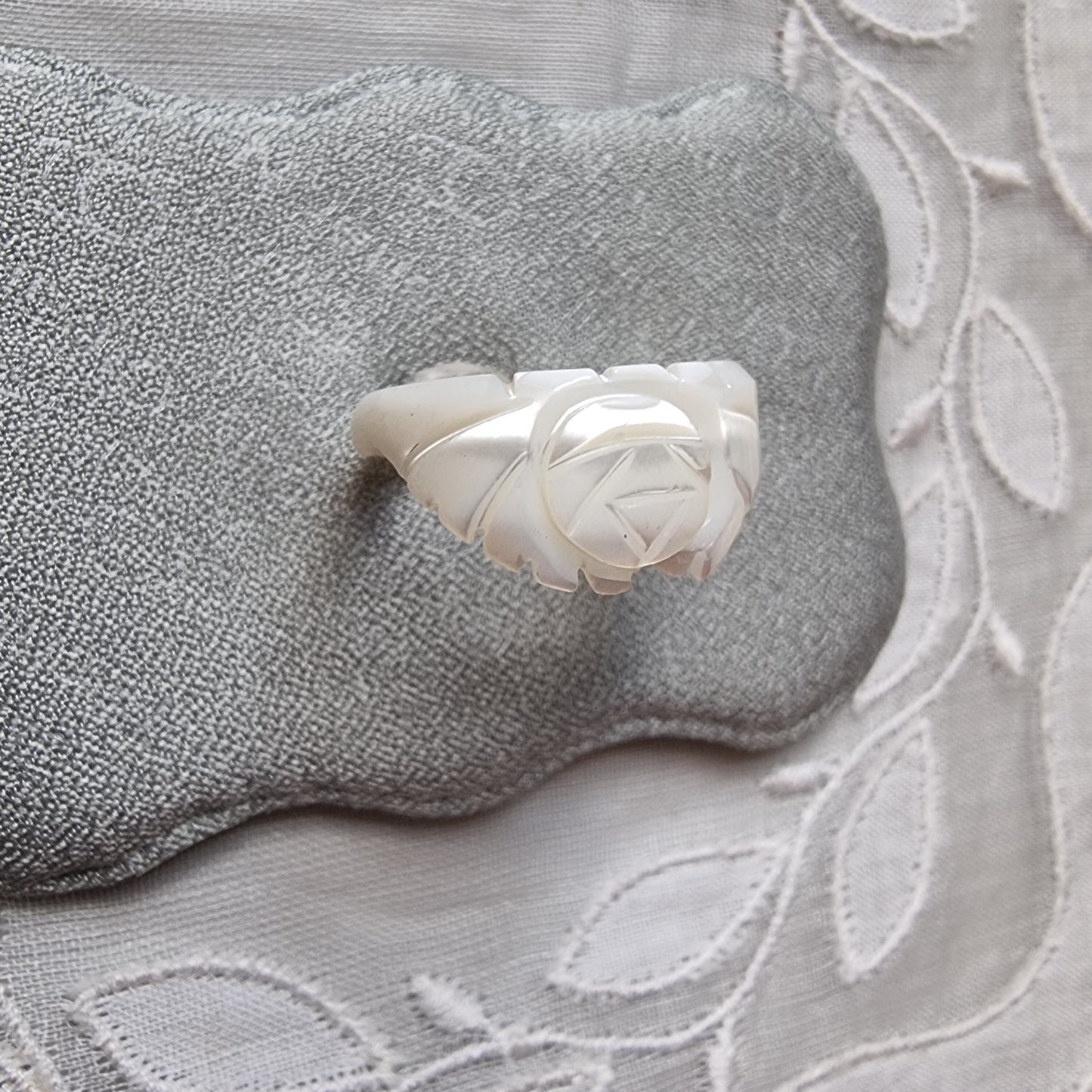 Ring - Carved Mother of Pearl Flower Ring